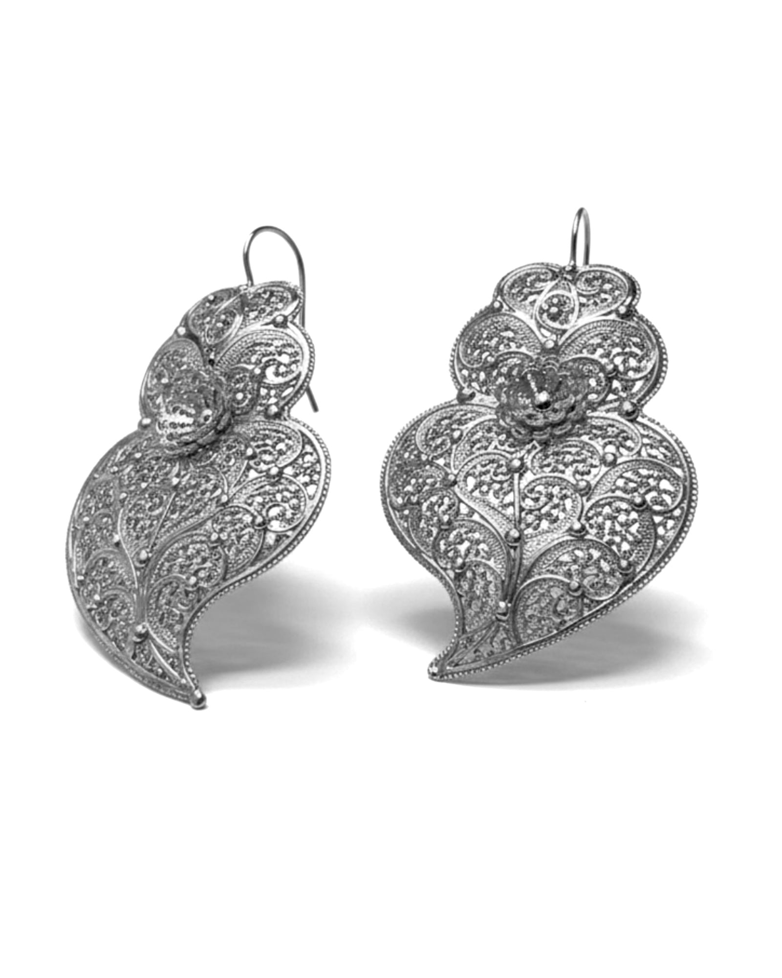 Viana Heart Earrings in Silver