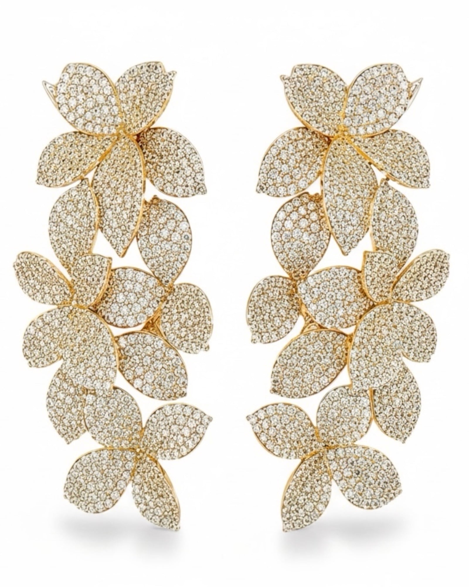 Gold-plated silver petal earrings
