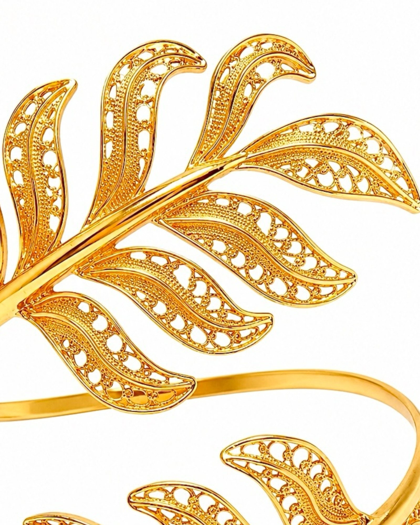 Pulseira Folhas de Filigrana em Prata Dourada
