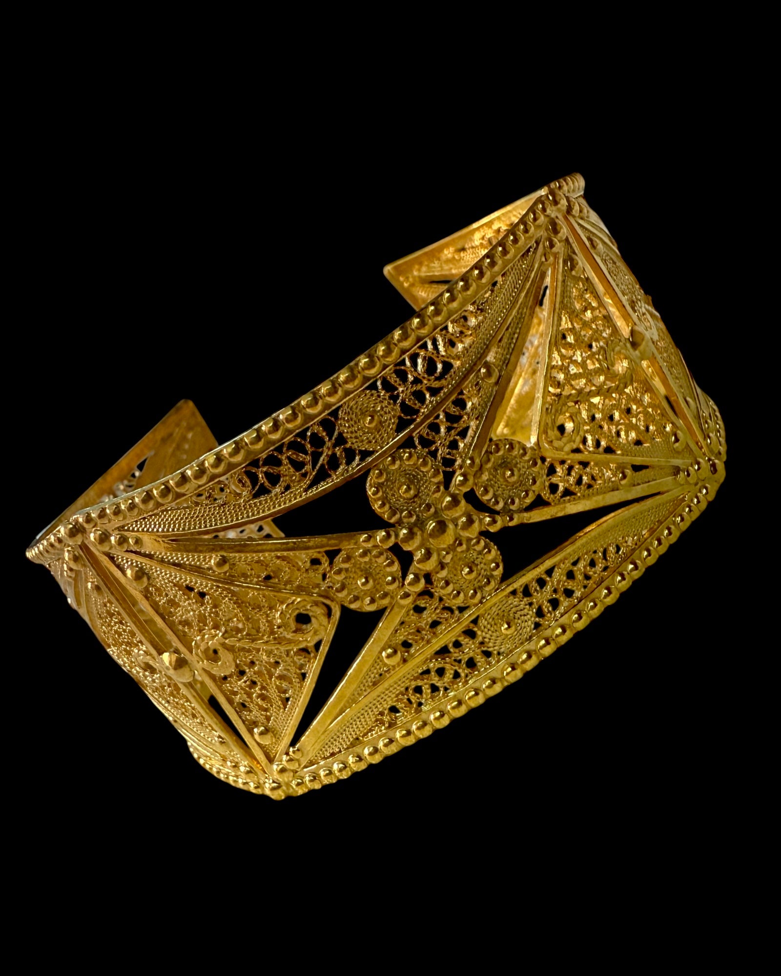 Pulseira Escrava em Filigrana e Prata Dourada
