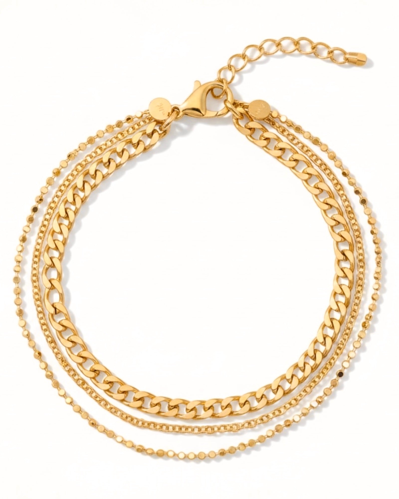 Pulseira Tripla em Prata Dourada