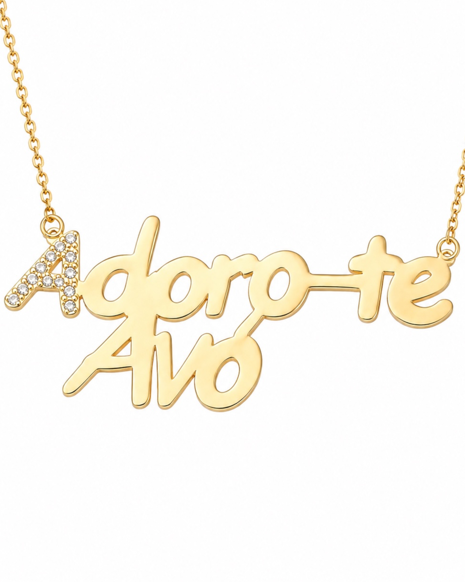 Colar "Adoro-te Avó" em Prata Dourada