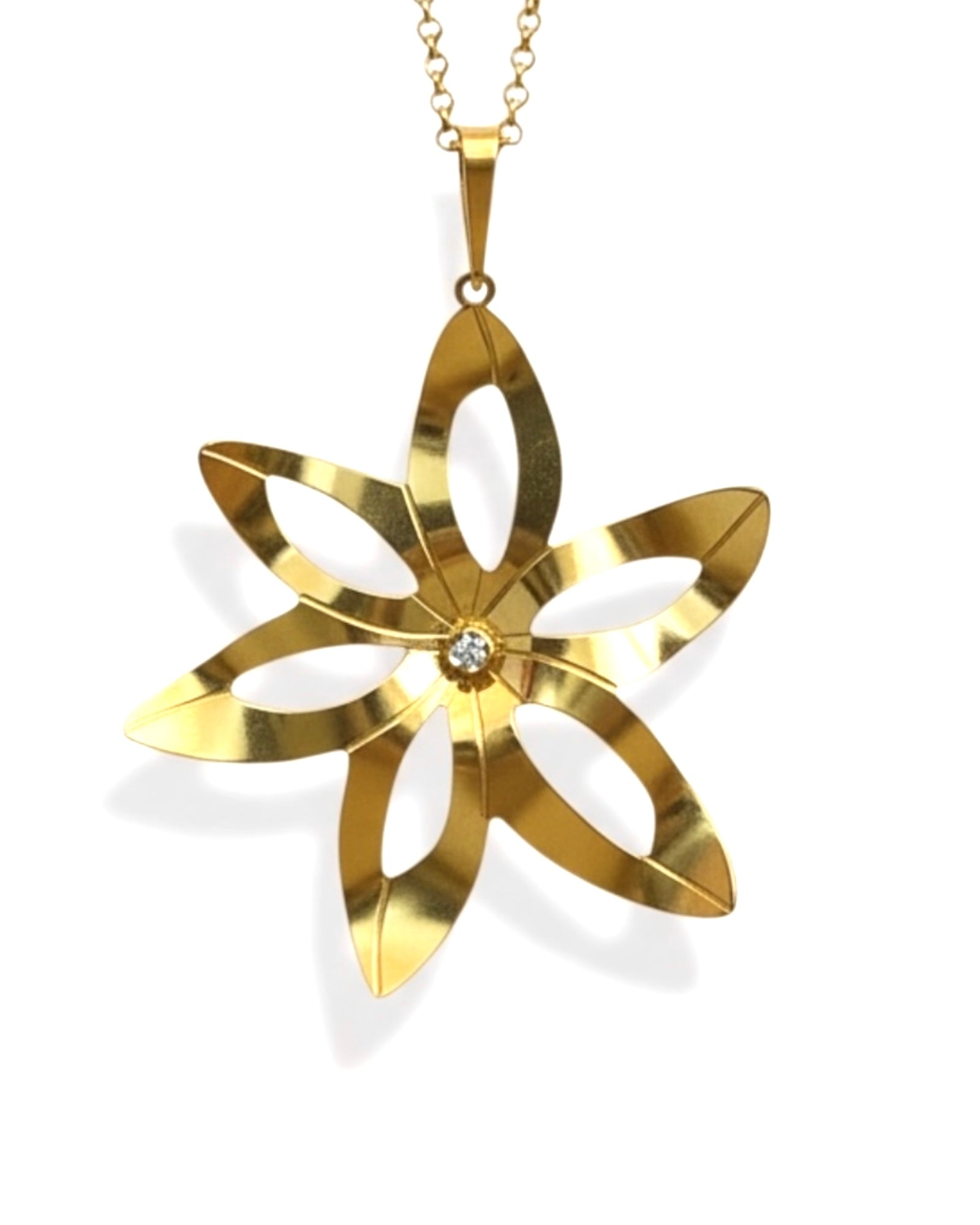 Colar Flor em Prata Dourada