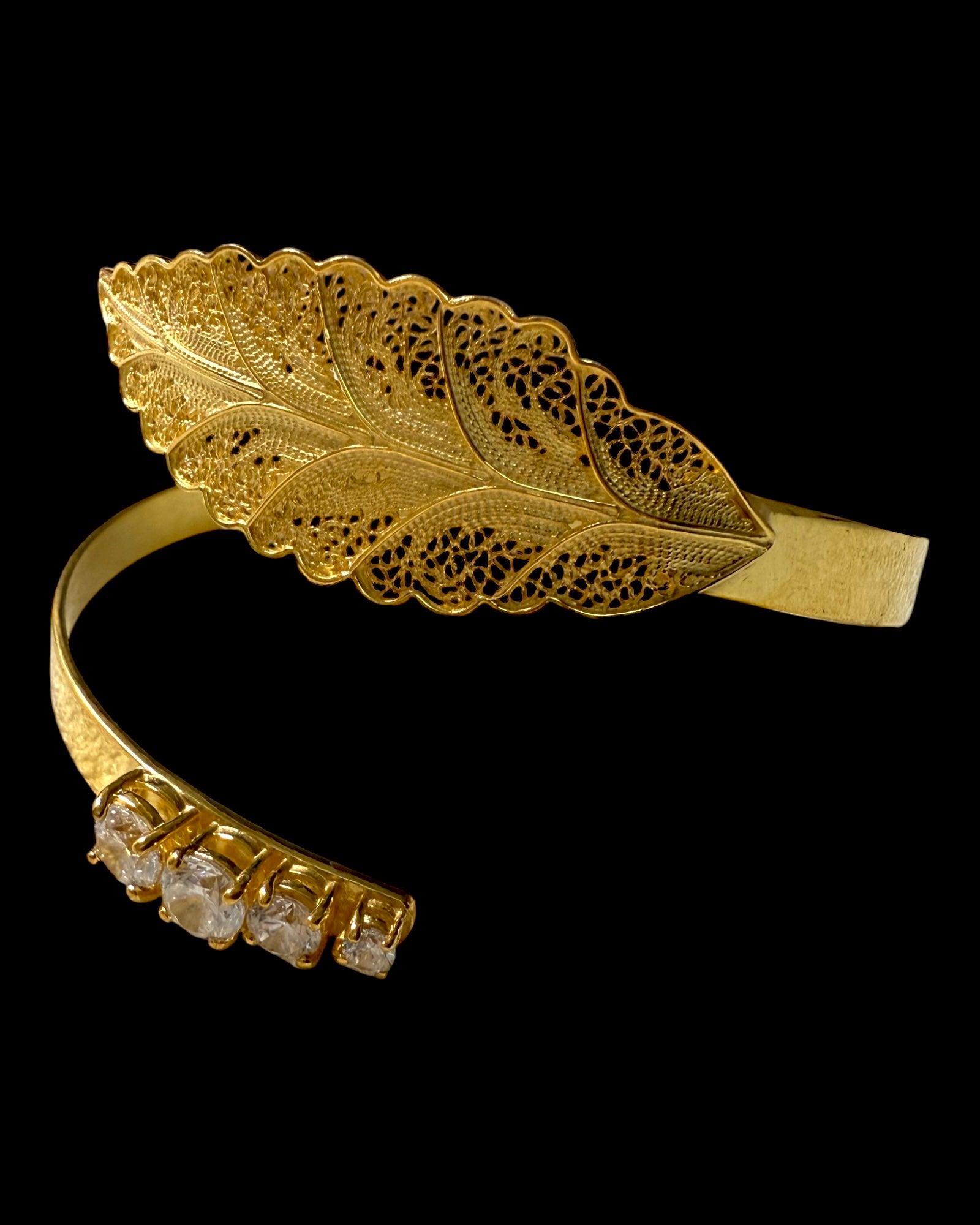 Pulseira Folha de Filigrana em Prata Dourada
