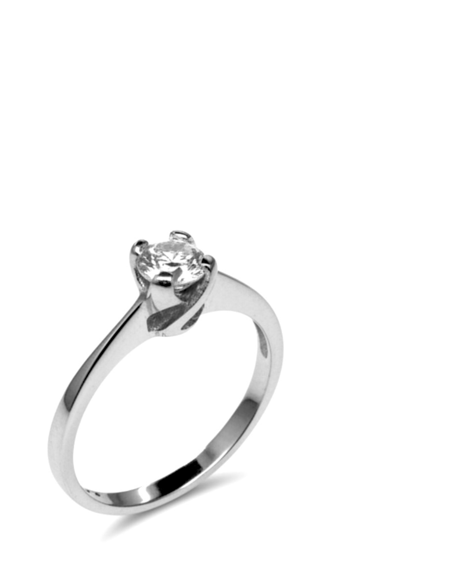 Anel Solitário Ouro Branco