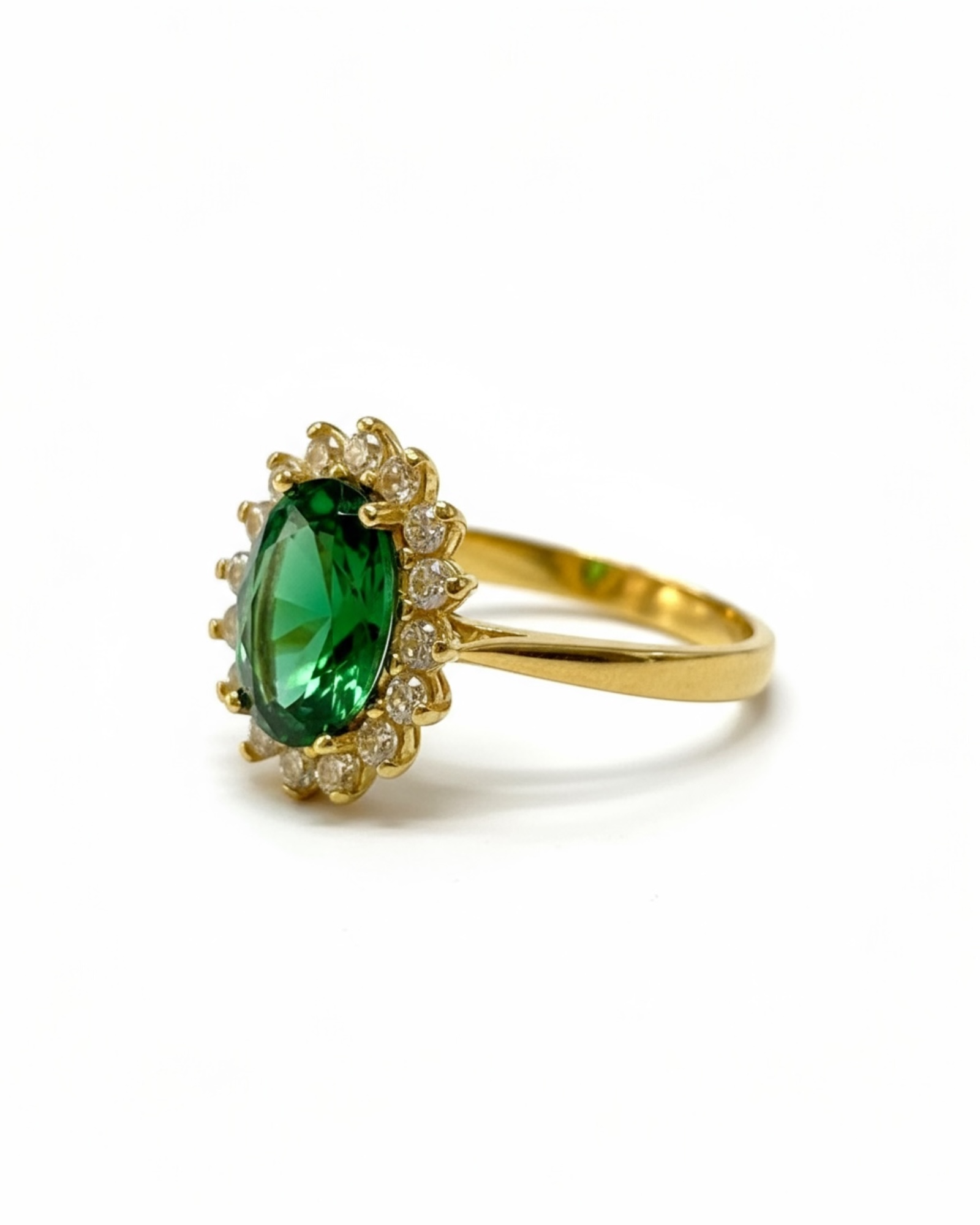 Anel Lady Di Verde Ouro