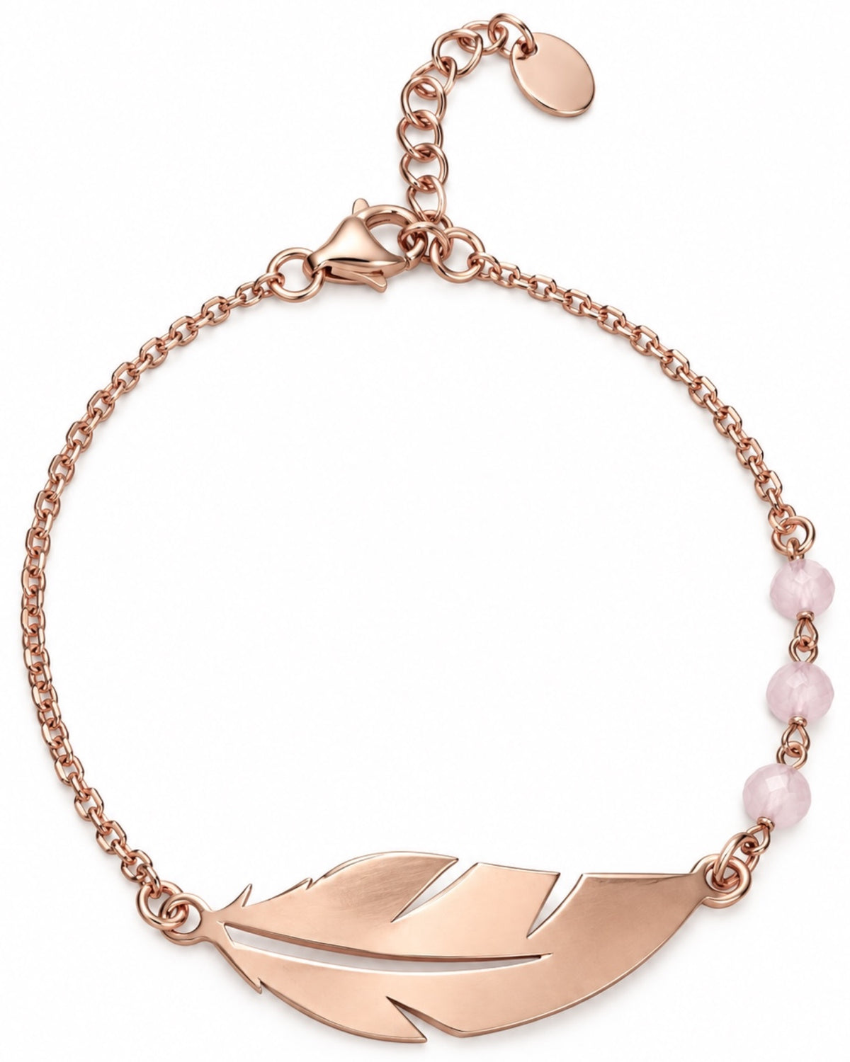 Pulseira Folha em Prata Rosa