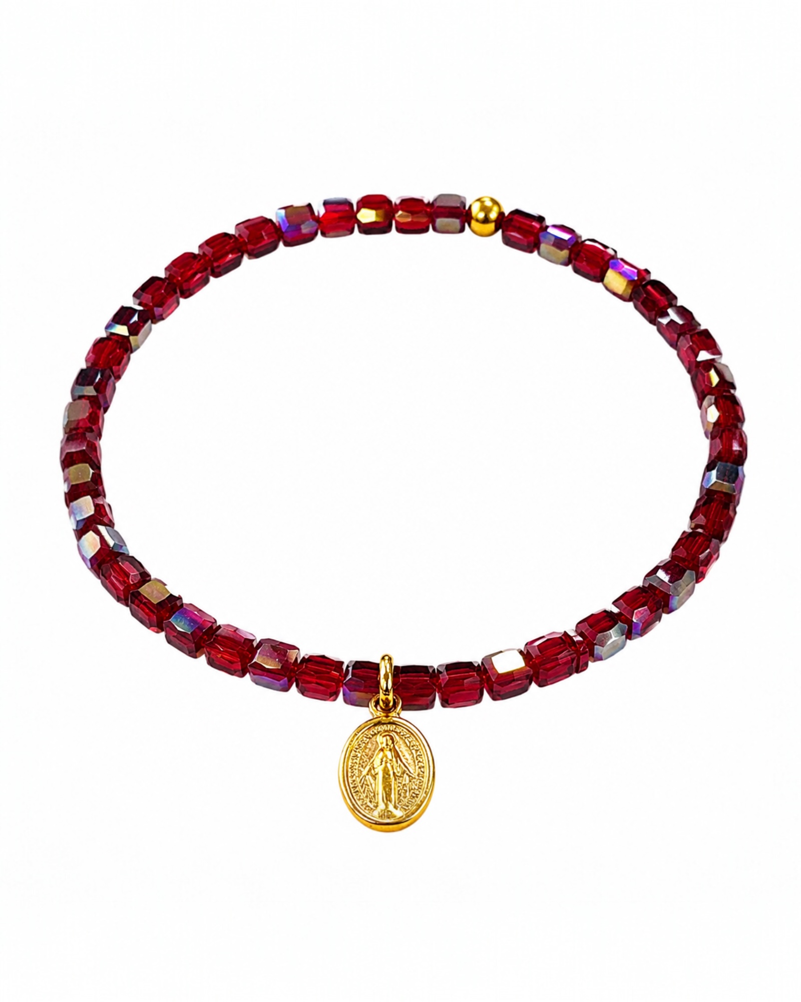 Our Lady of Grace Bracelet with Stones in Gold-Plated Silver