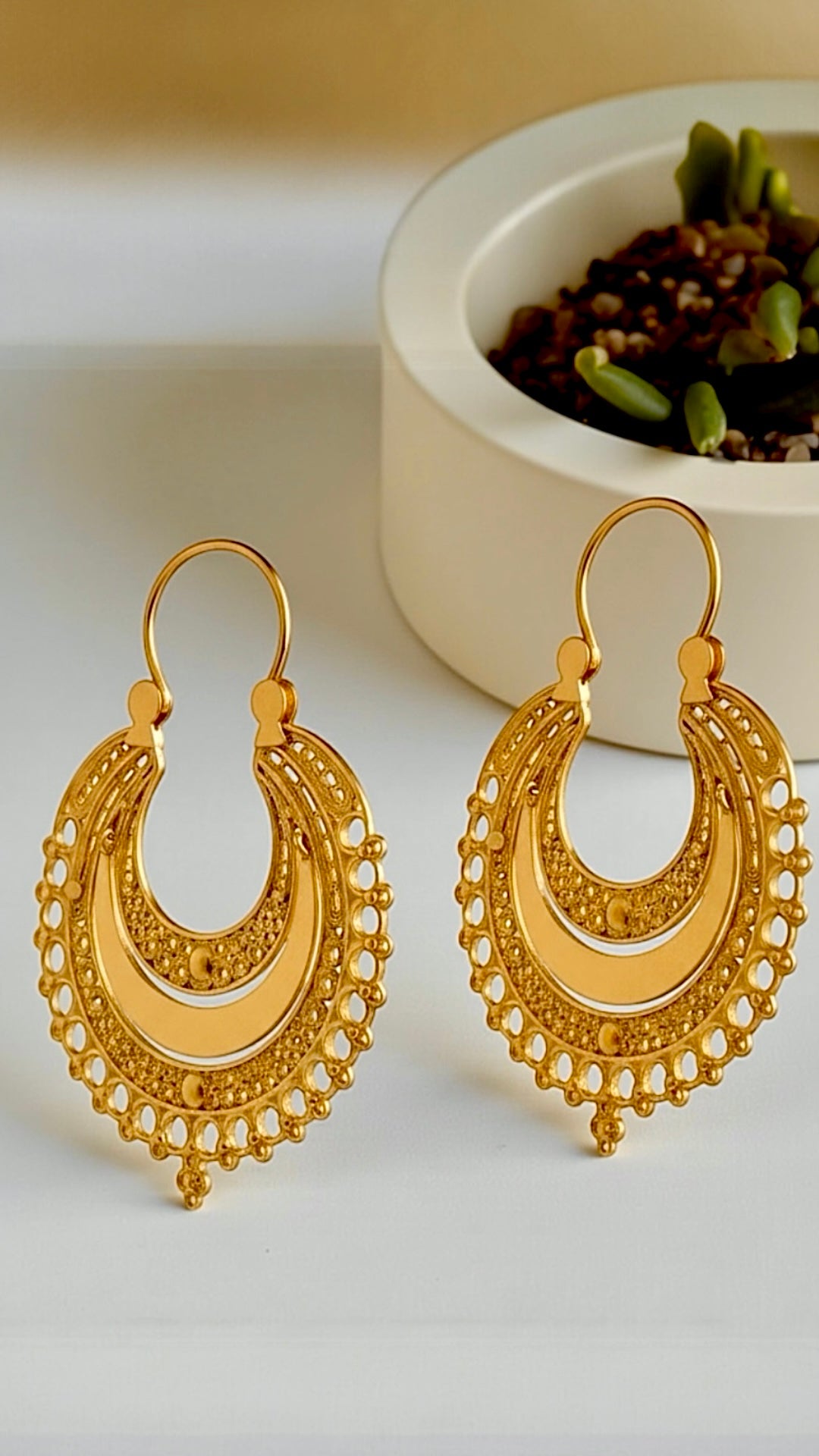 Filigree Earrings in Gold Plated Silver