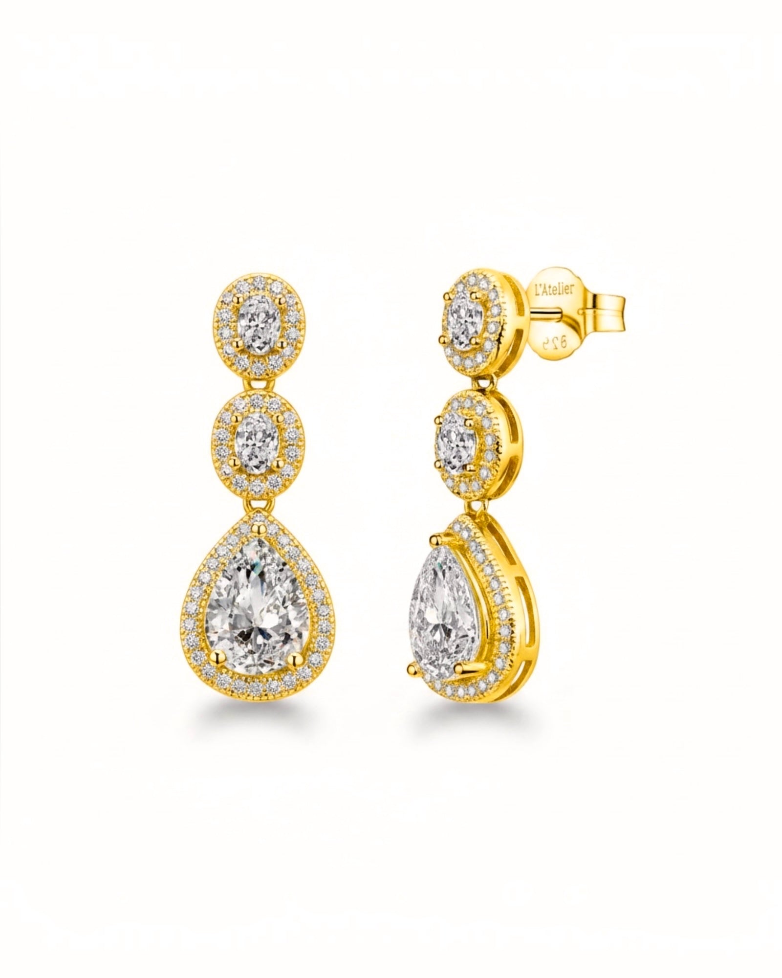 Gold-plated silver drop earrings