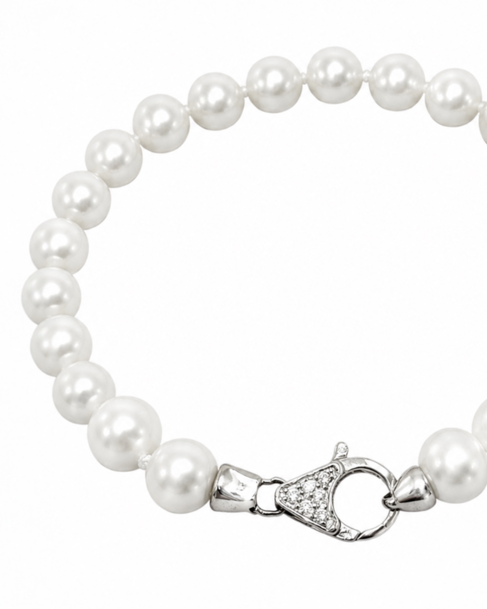 Pulseira com Pérolas em Prata Branca