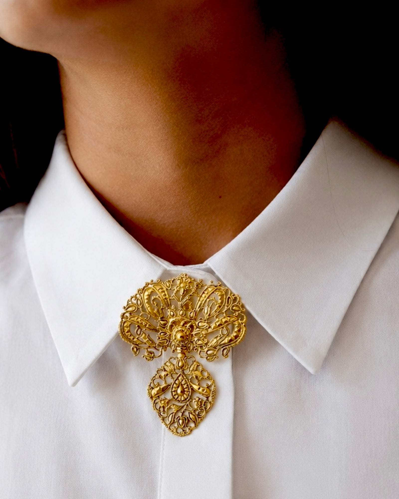 Silver Gilded Filigree Pin / Medal