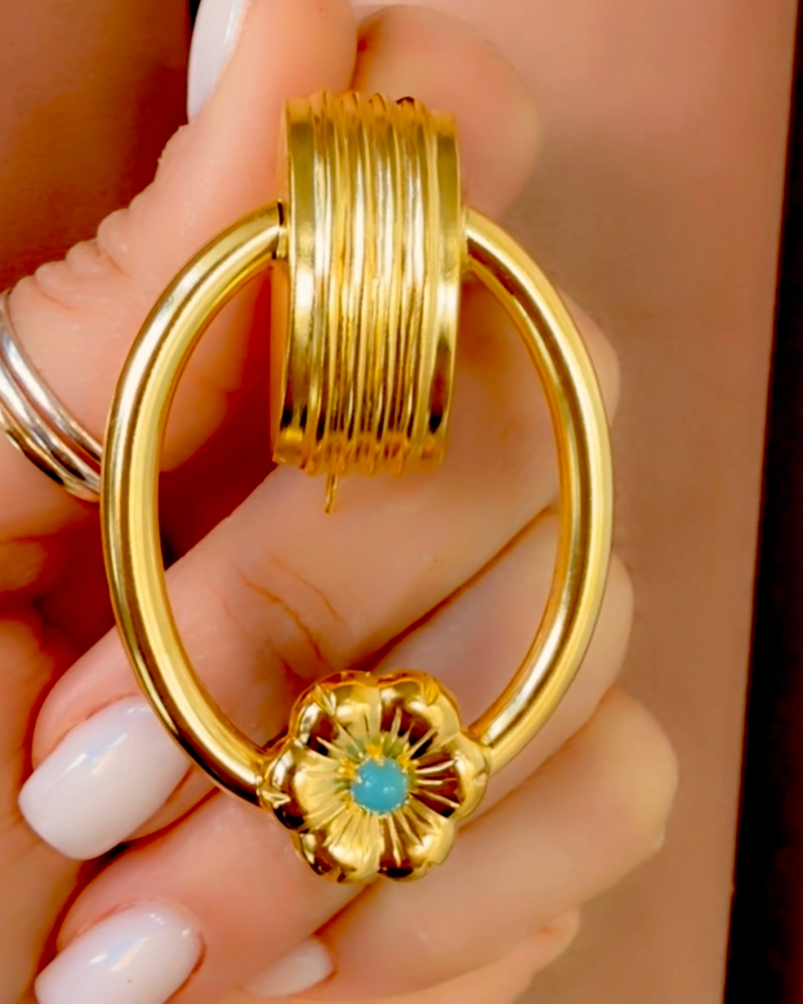Baroque Earrings with Blue Stones in Gold Plated Silver