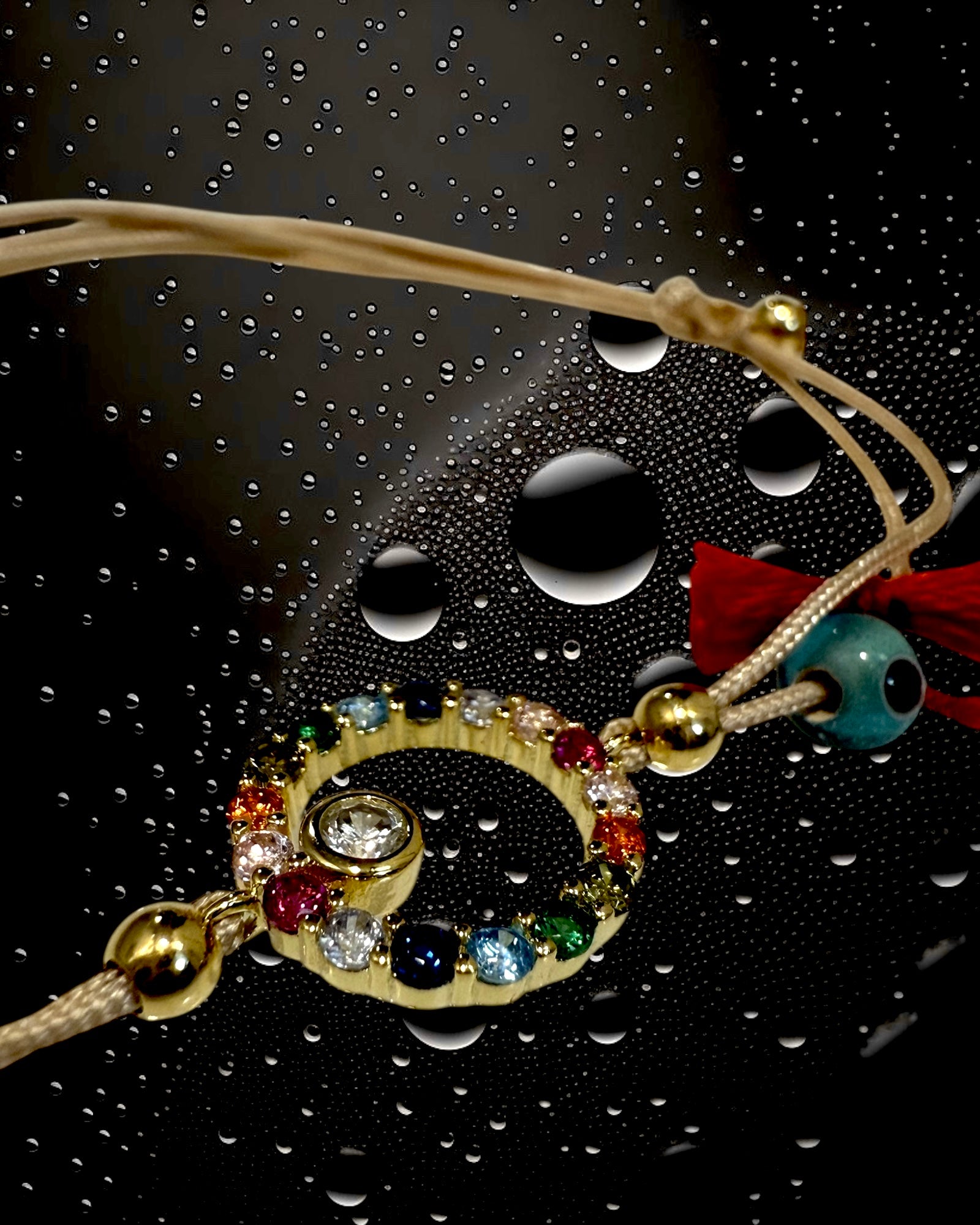 Rainbow Silk Bracelet in Gold Silver