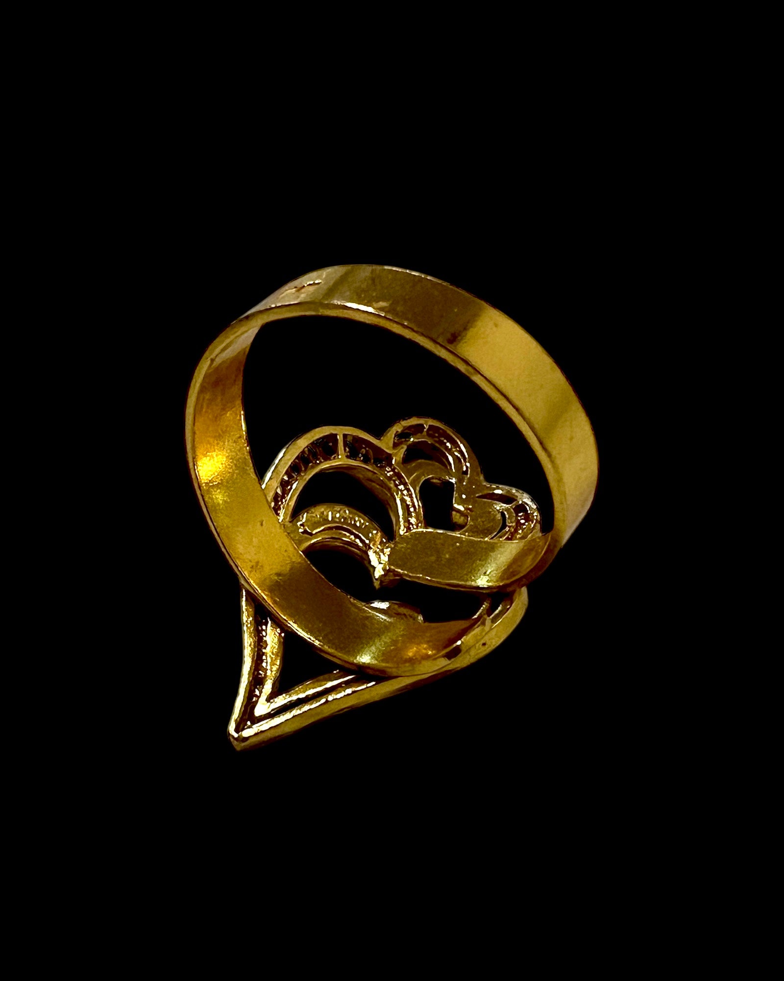 Viana is Love Heart Ring with Black Enamel on Gold Plated Silver