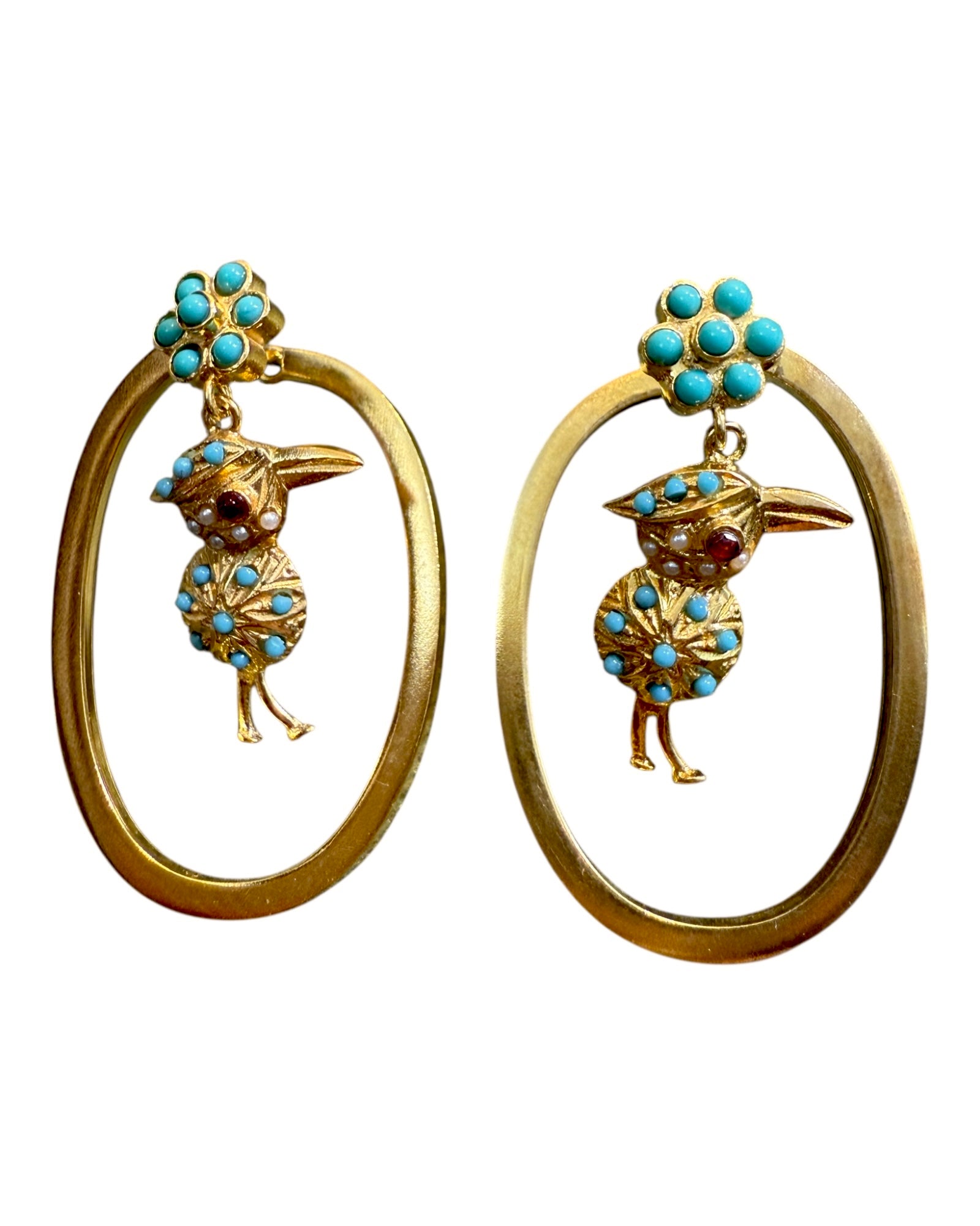 Baroque Flower Earrings in Gold Plated Silver