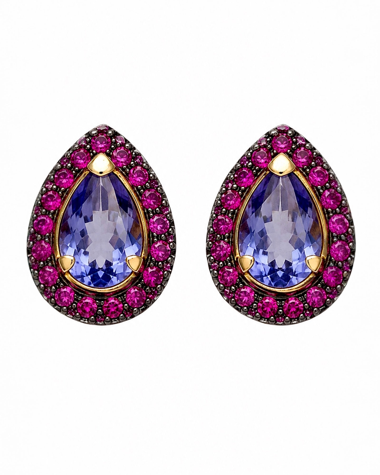 Pink and Purple Earrings in Gold-Plated Silver
