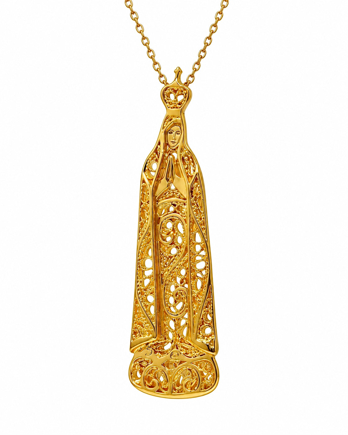 Colar Nossa Senhora de Fátima Filigrana em Ouro