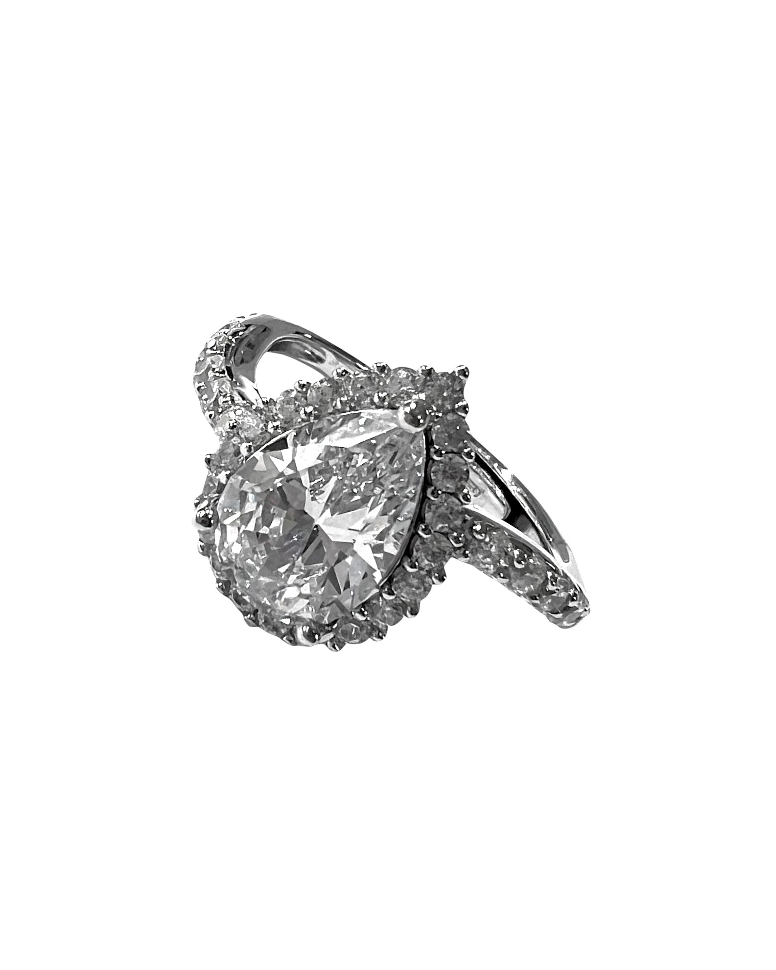 Solitaire Drop Ring in Silver