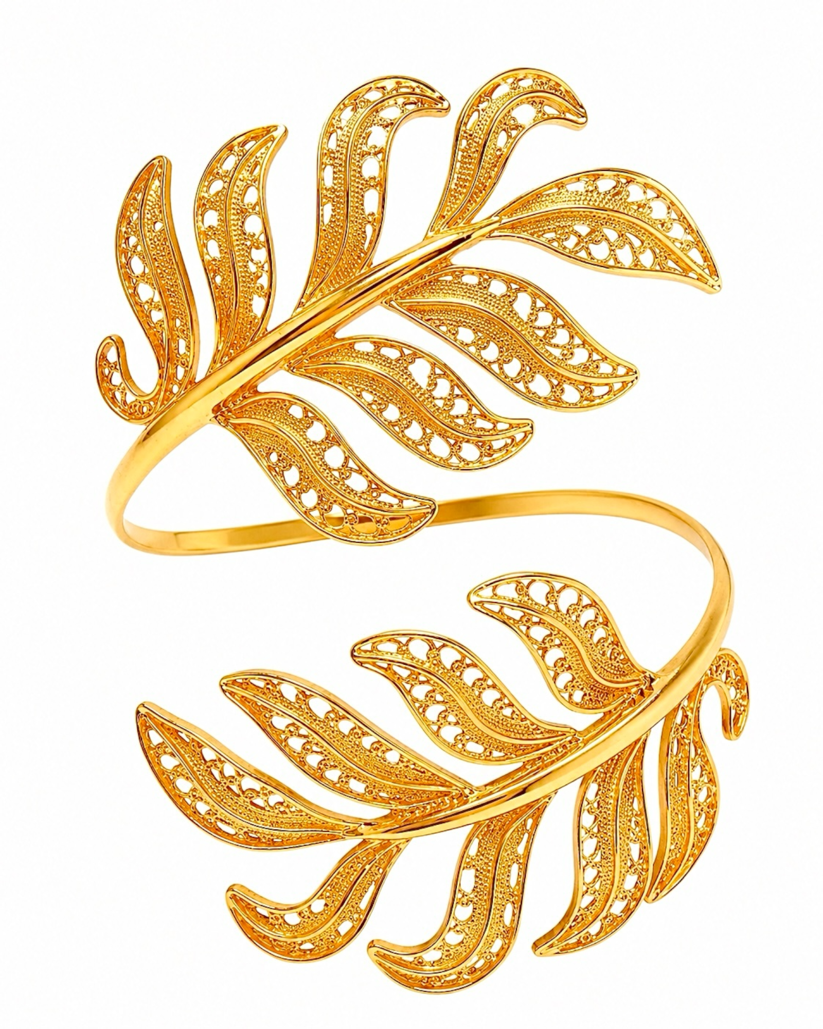 Pulseira Folhas de Filigrana em Prata Dourada