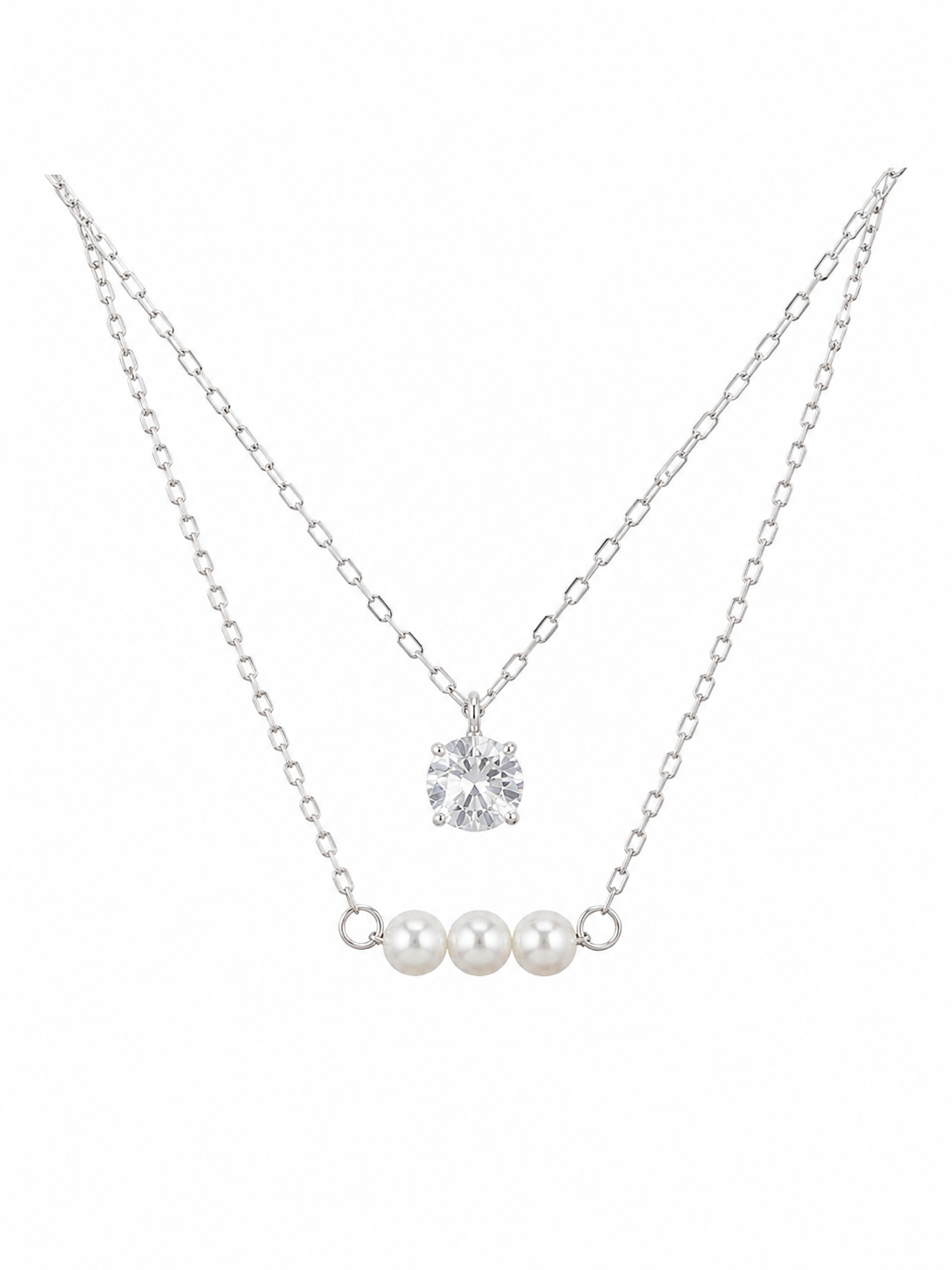 Double Necklace in Rose Silver
