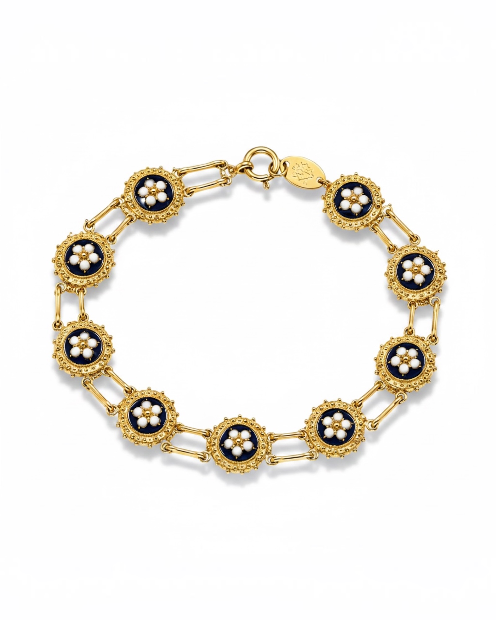 Pulseira de Caramujo Azul em Prata Dourada