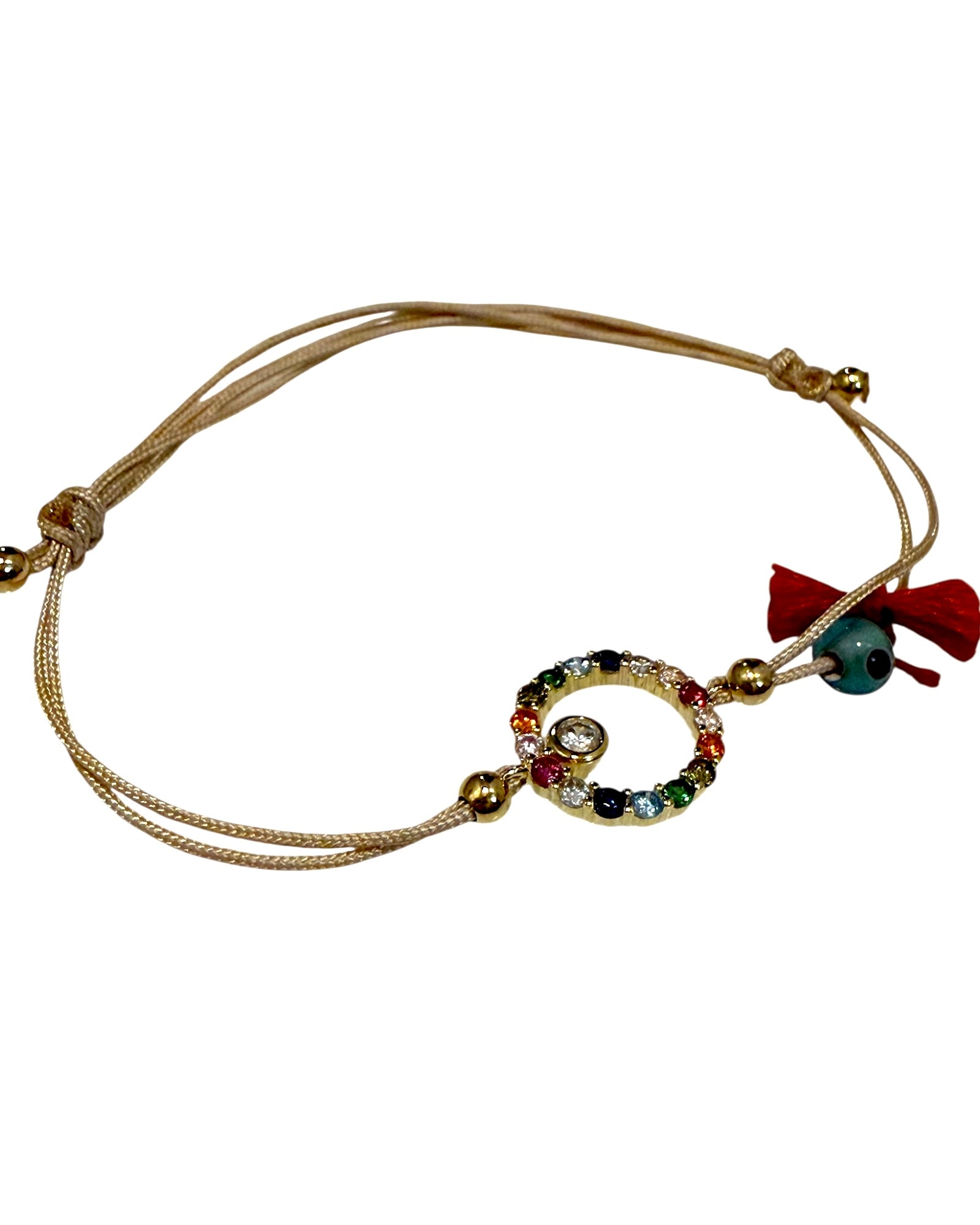Rainbow Silk Bracelet in Gold Silver