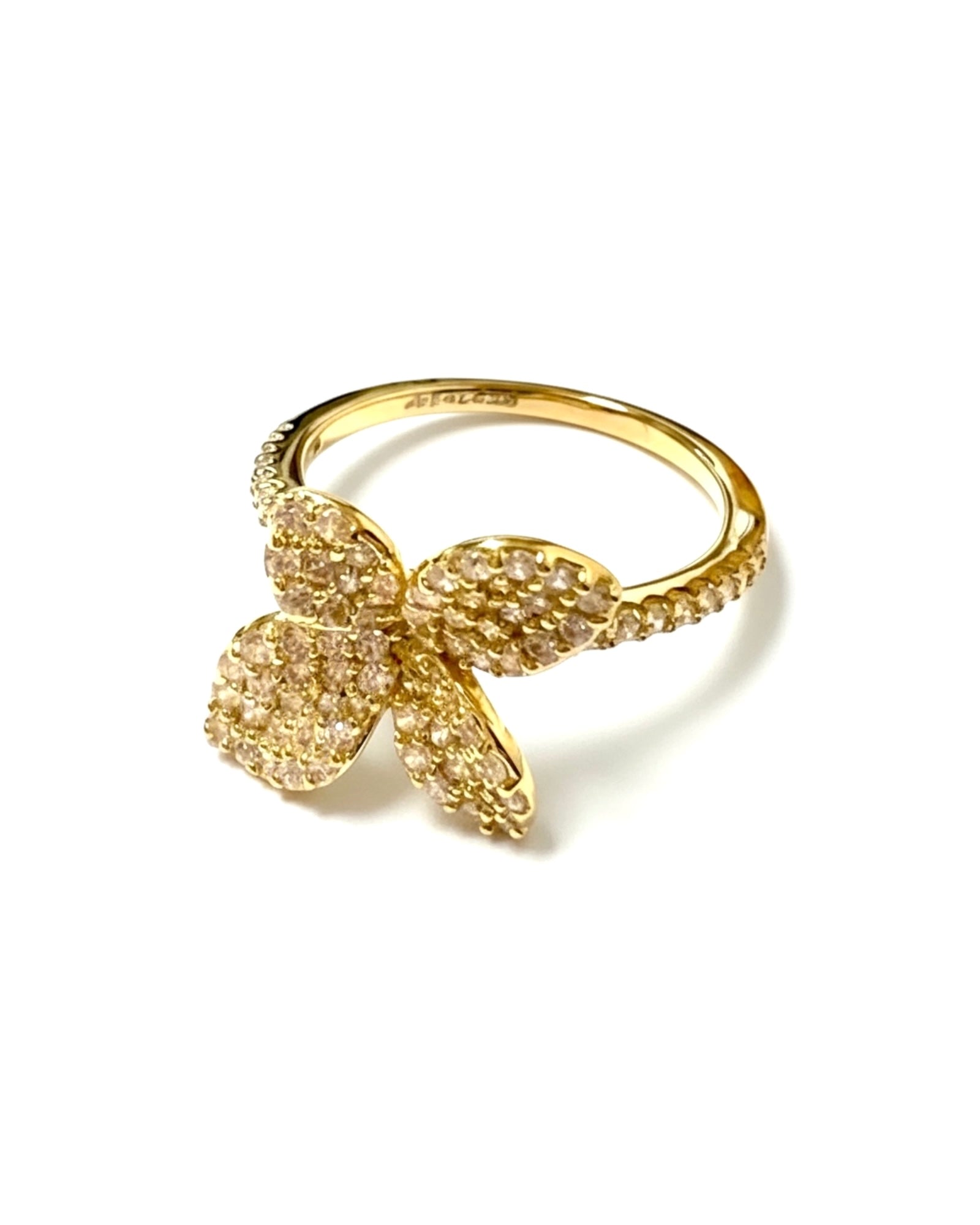 Gold-plated silver petal ring