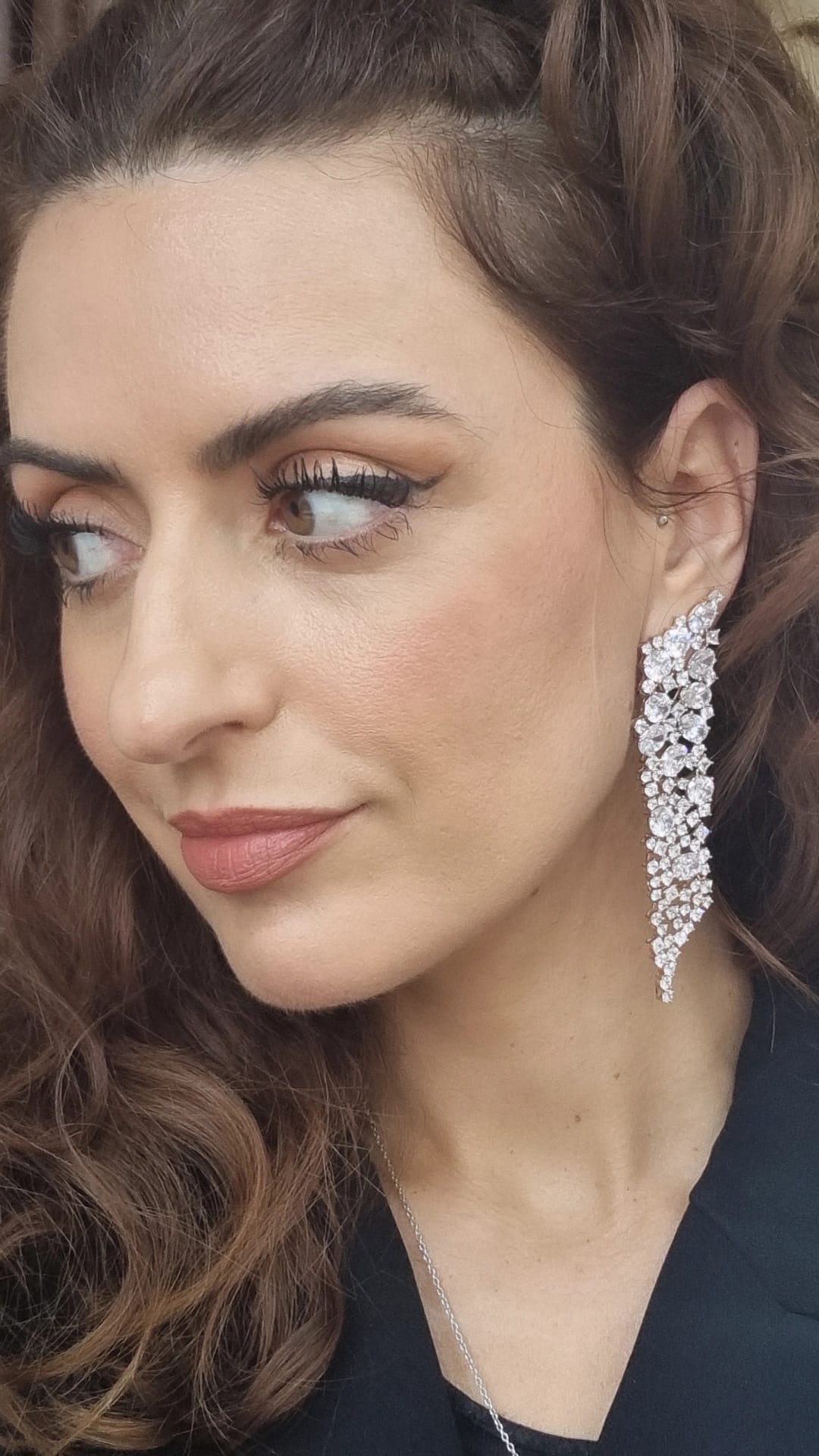 Waterfall Earrings in Pink Silver
