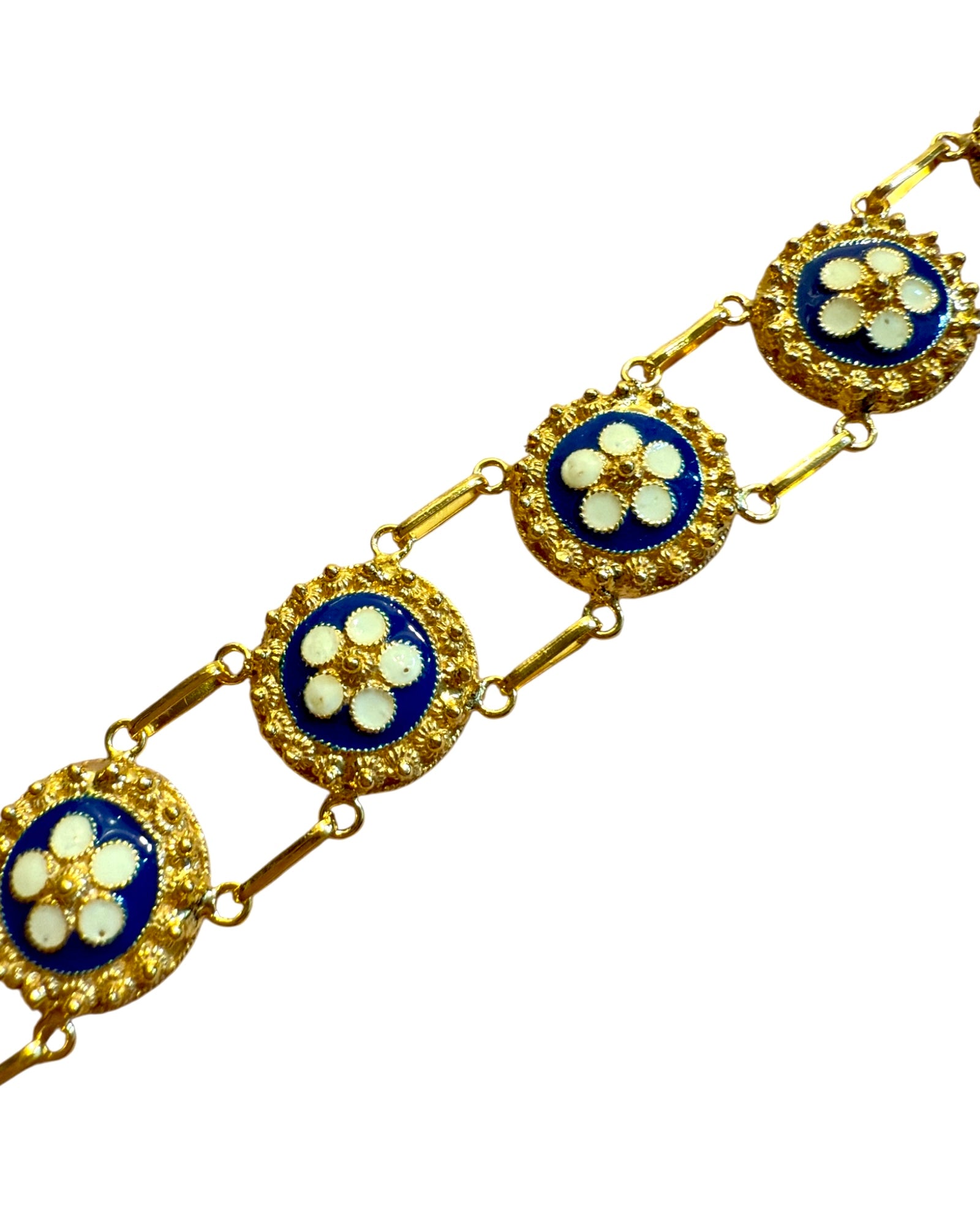 Pulseira Caramujos Azuis em Prata Dourada