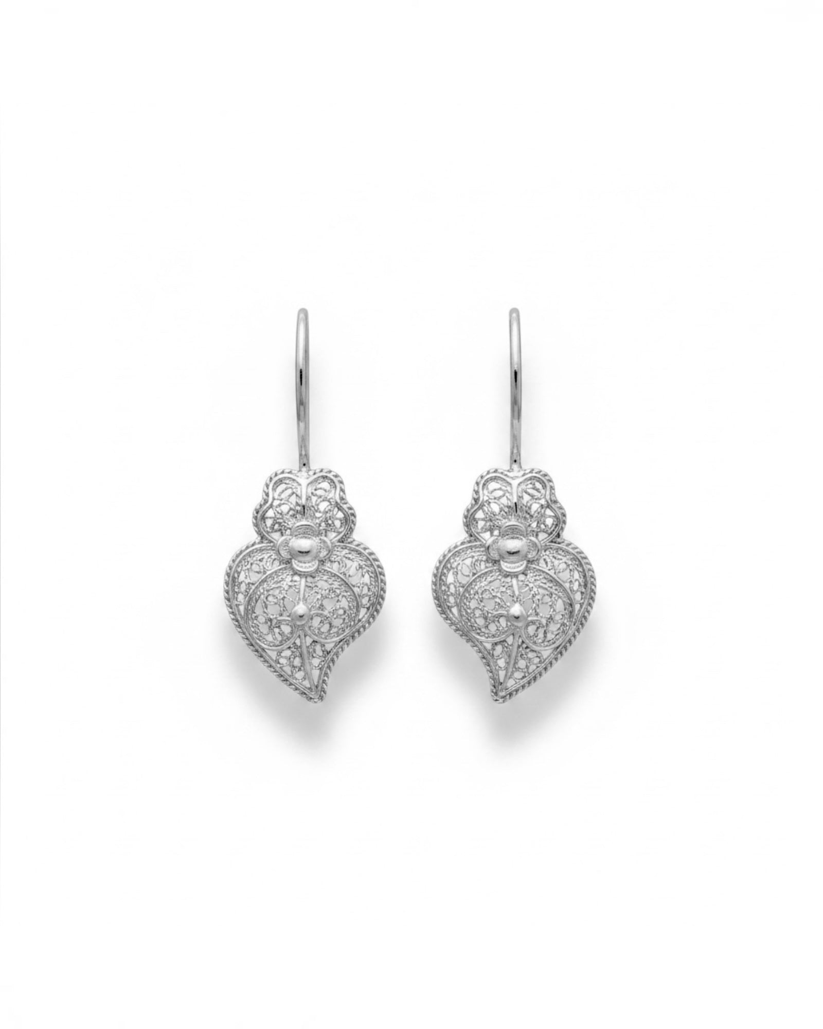 Viana Floral Heart Earrings in Silver