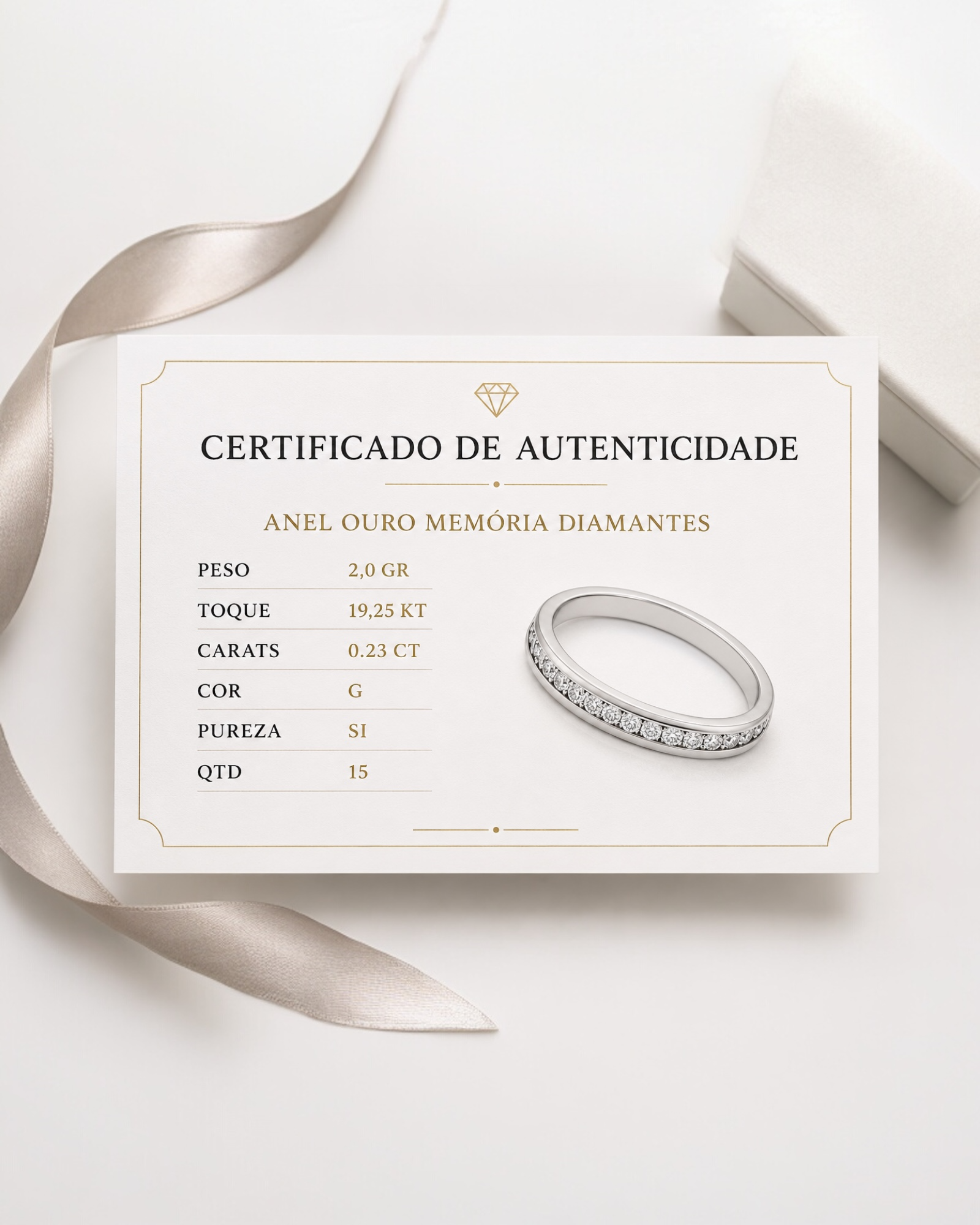 Anel Memória em Ouro com Diamantes