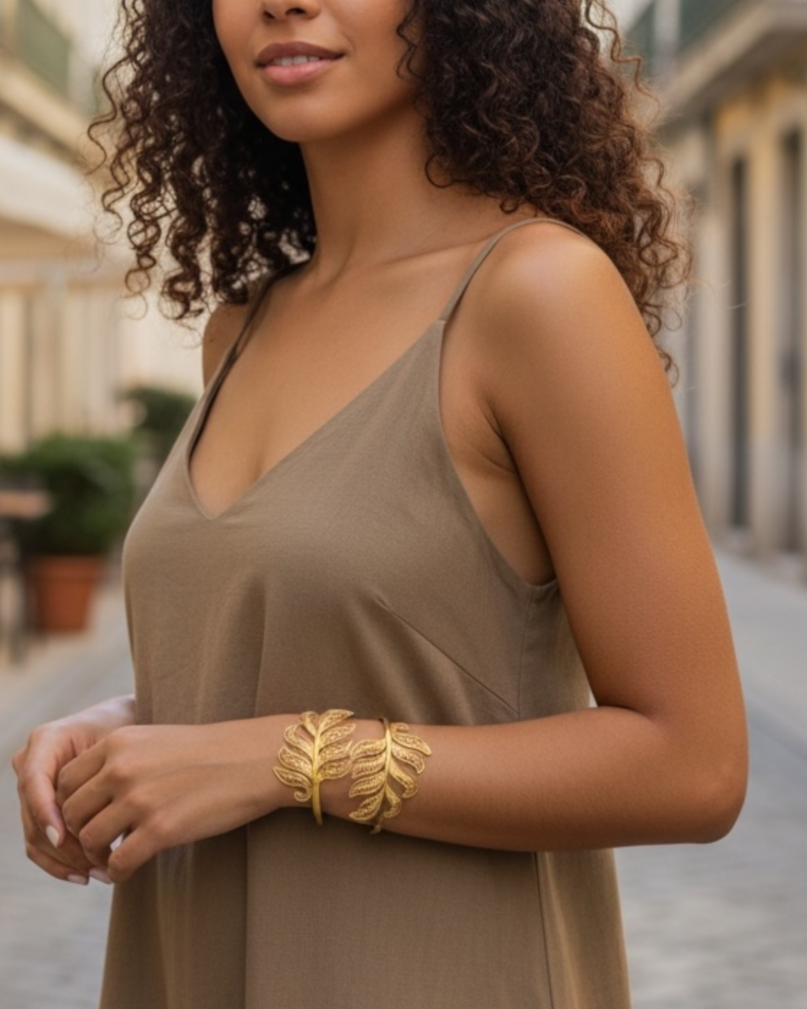 Filigree Leaf Bracelet in Gold-Plated Silver