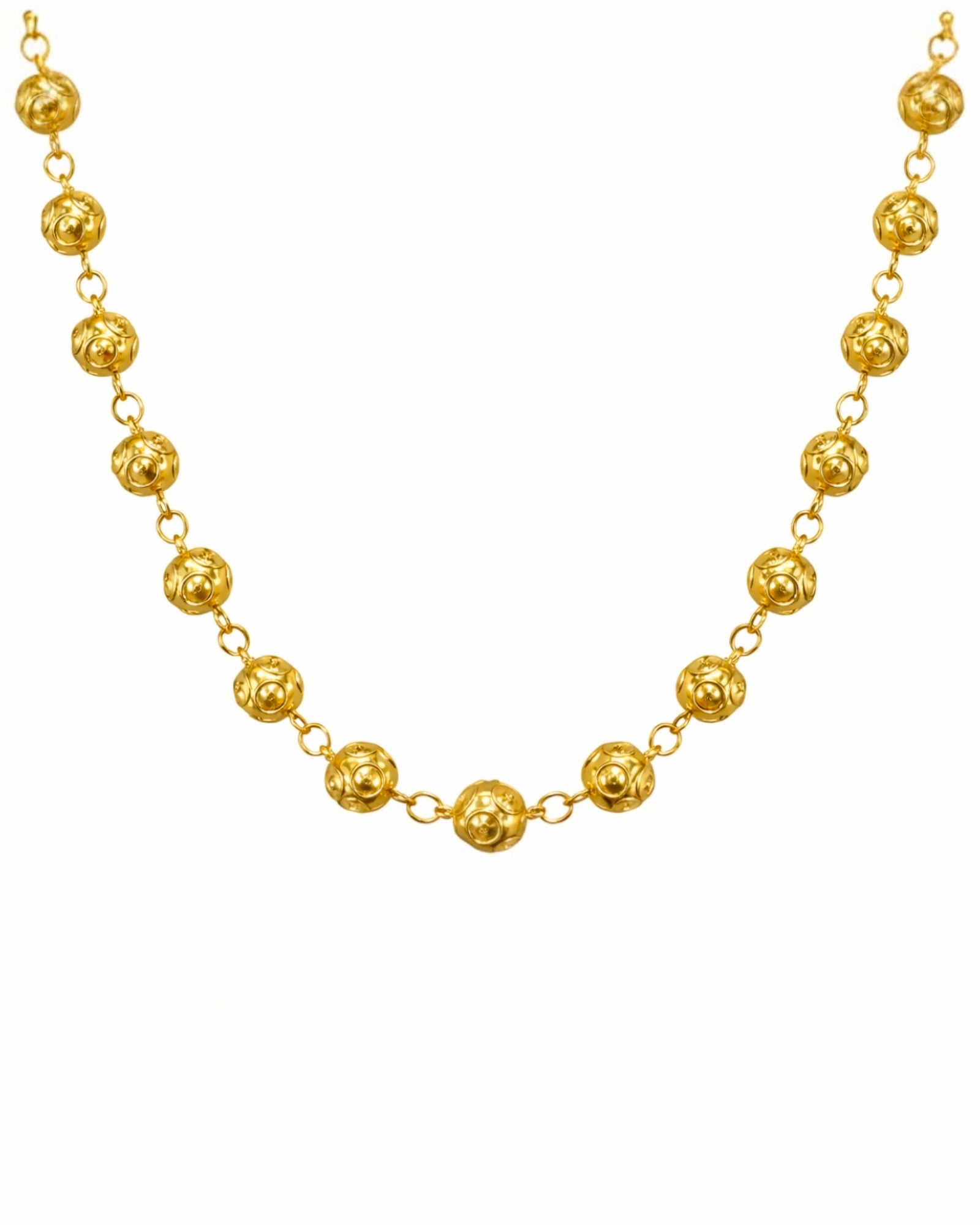 Gold-plated silver beaded necklace