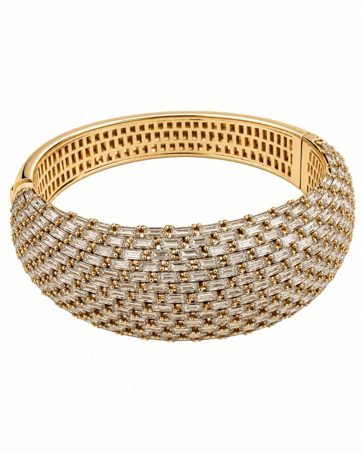 Escrava / Pulseira Baguetes em Prata Dourada