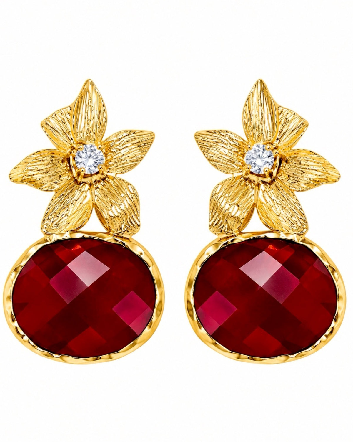 Gold-plated silver flower earrings