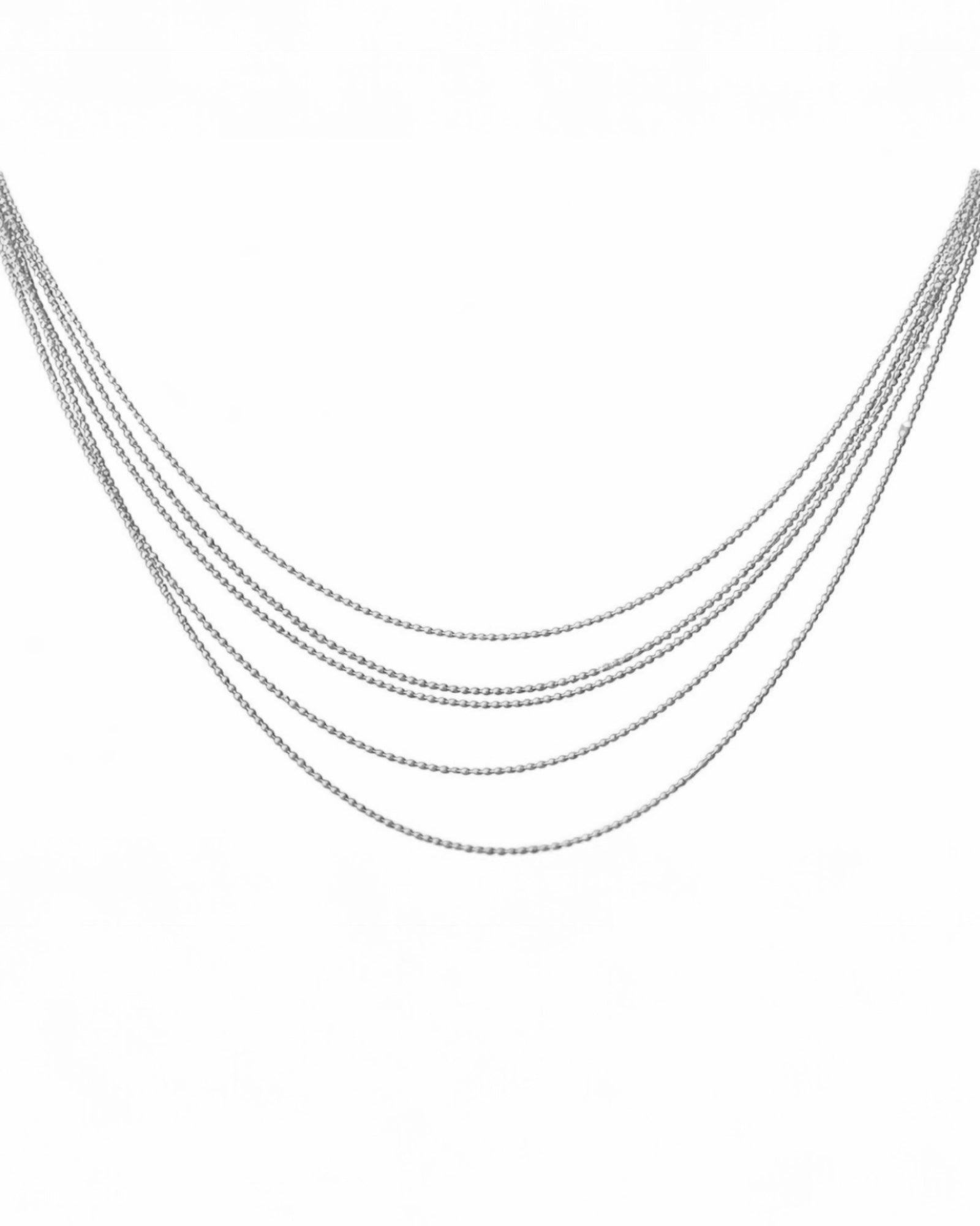 Colar Degradê de Malha Esfera em Prata