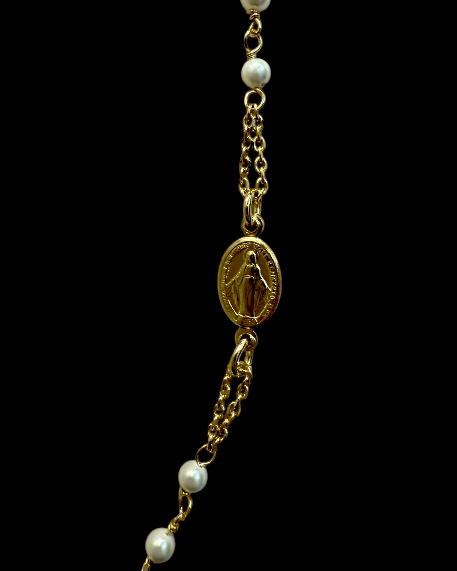Filigree Pearl Necklace in Gold Plated Silver