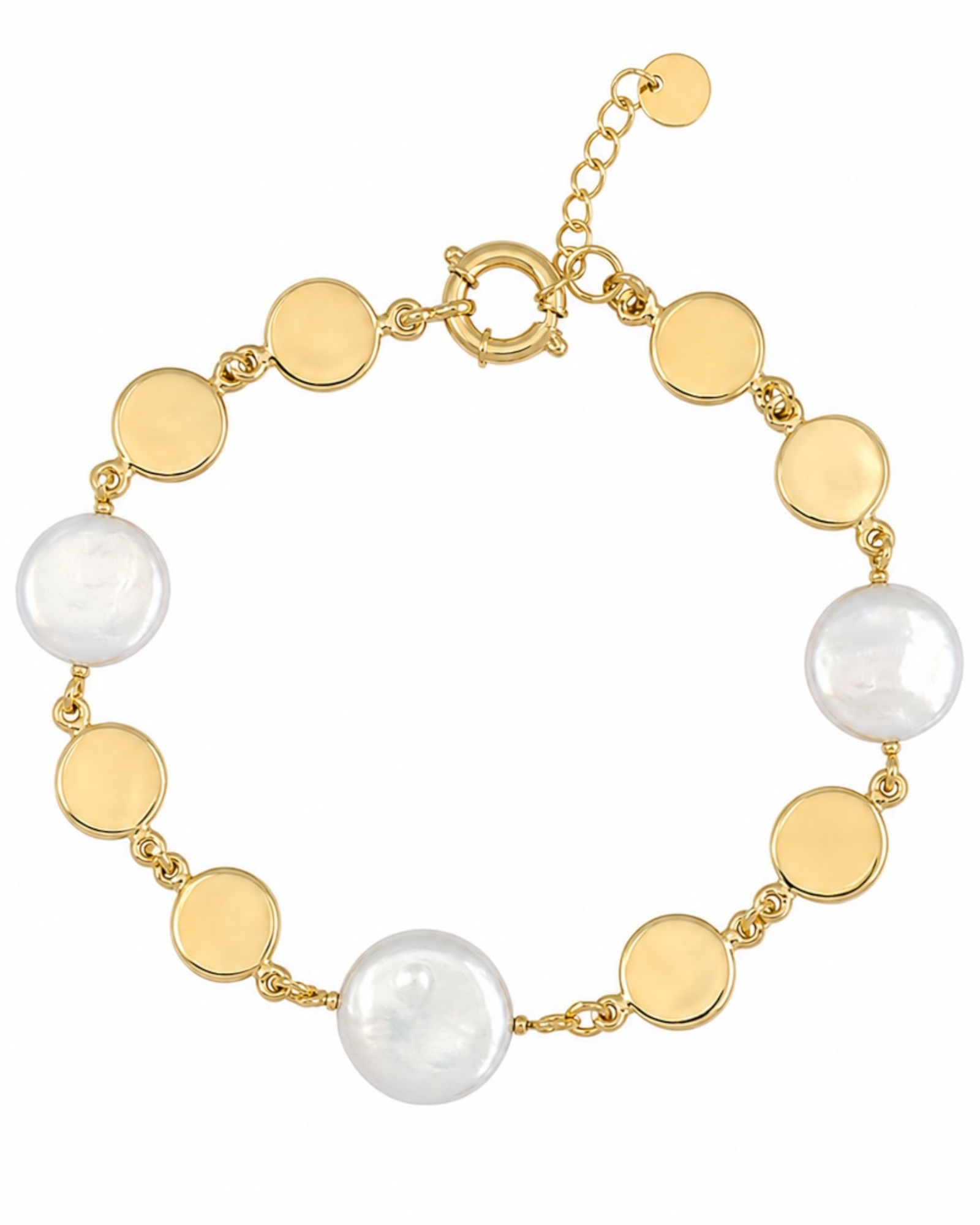 Pulseira com Pérolas e Prata Dourada