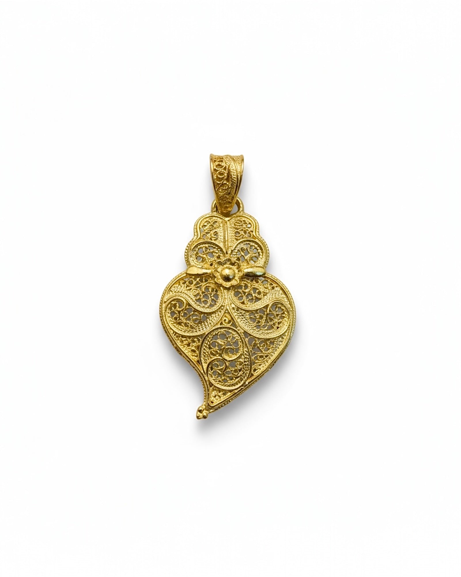 Medalha Coração de Viana de Filigrana em Prata Dourada
