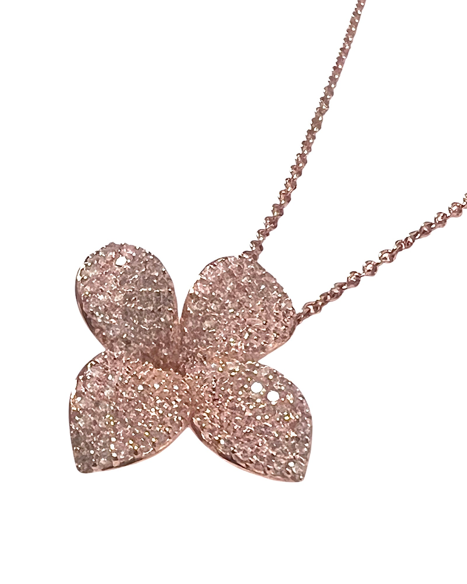 Pink Silver Petal Necklace