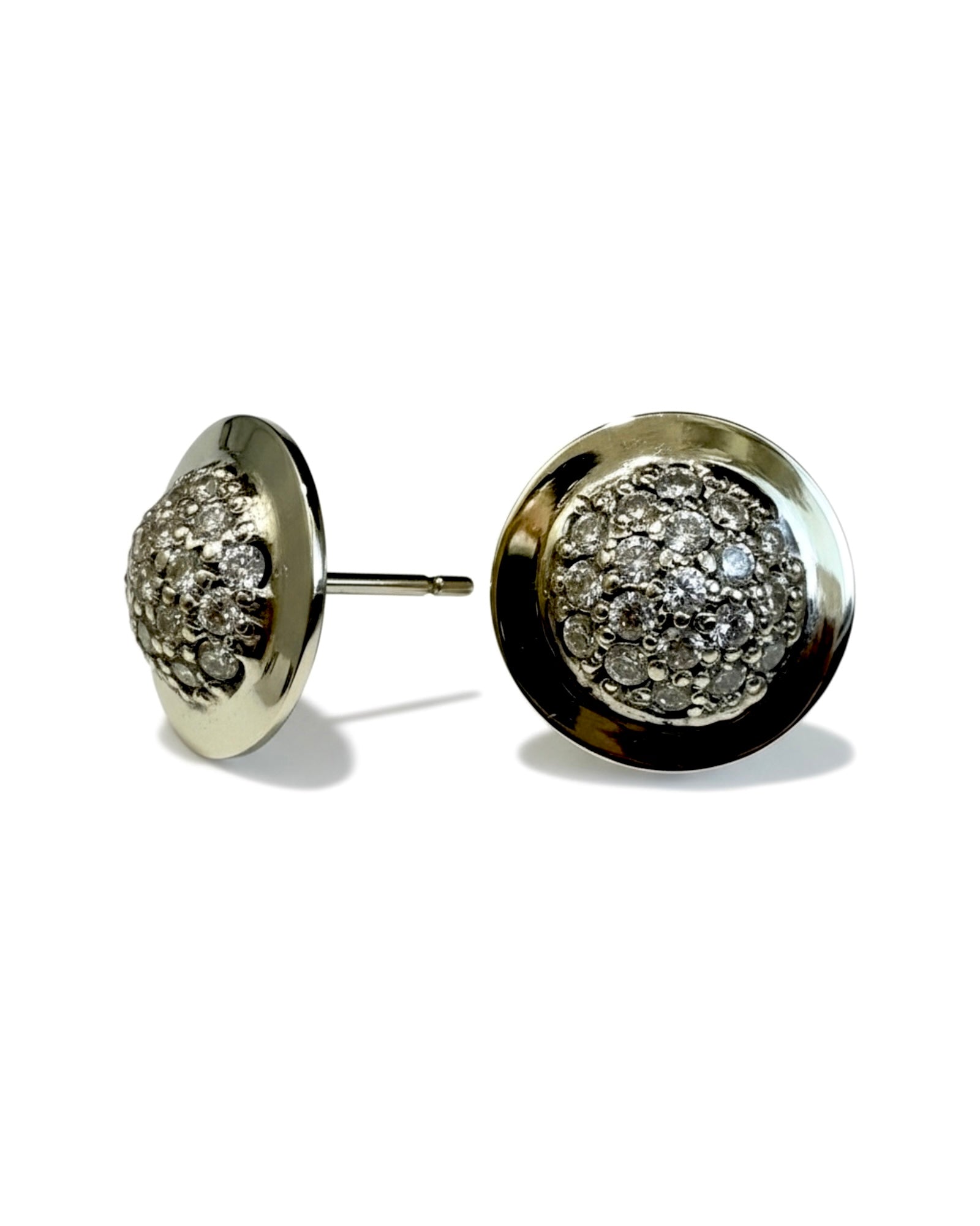 Round Earrings with Sparkle in Silver and Gold