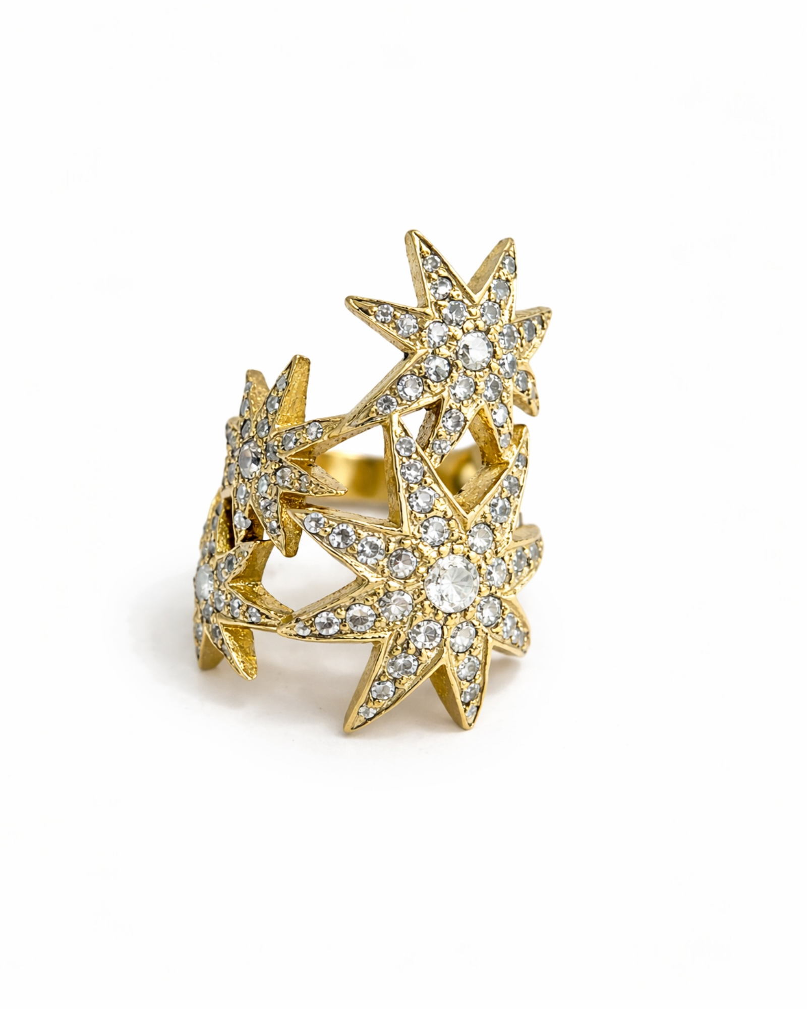 Gold-plated silver ring with stars.
