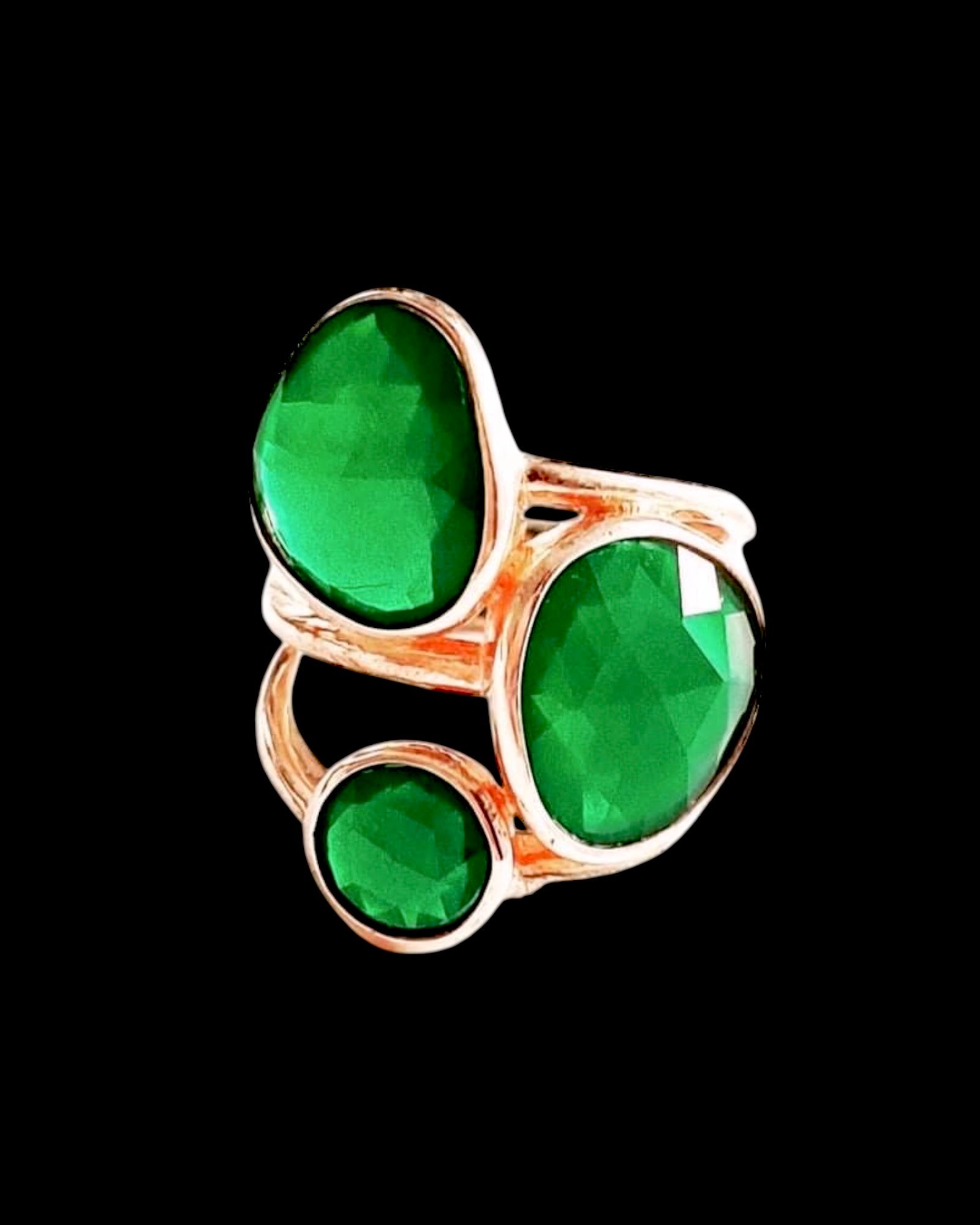 Green Ring in Rose Silver