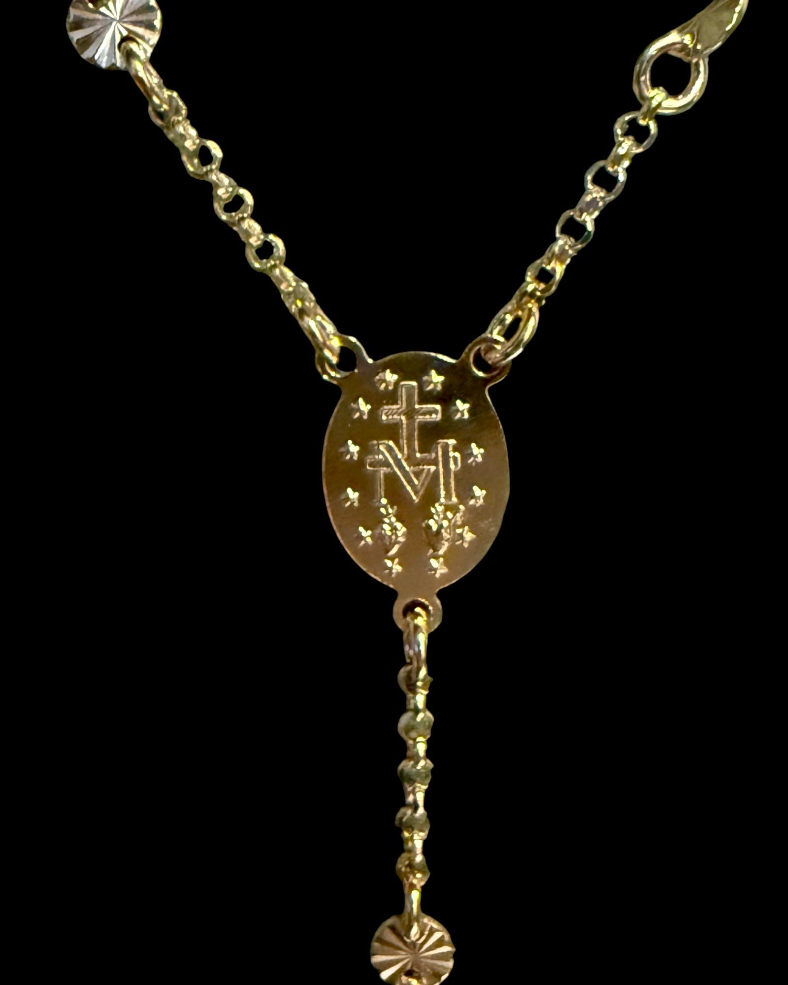 Gold-plated silver rosary necklace