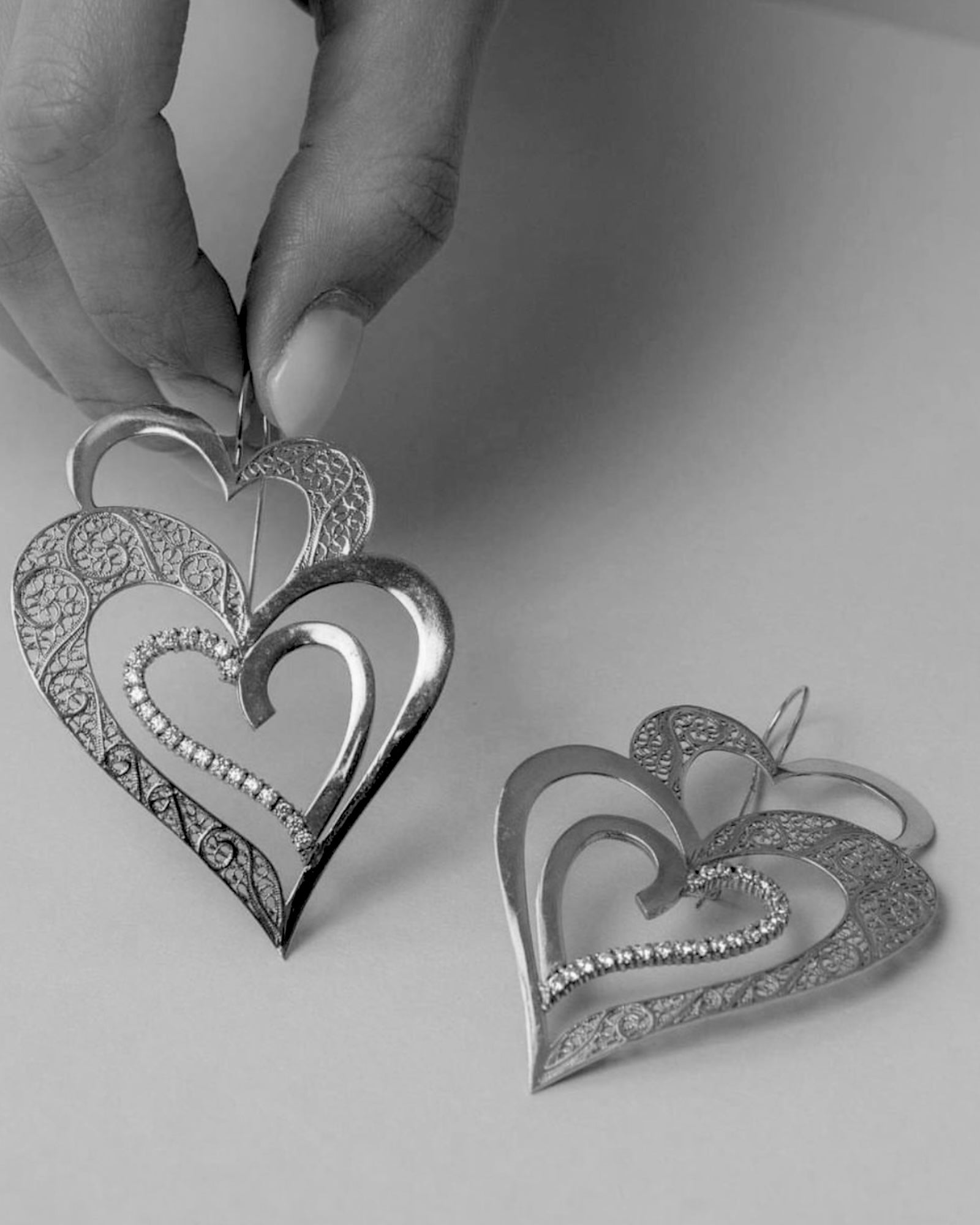Viana is Love Heart Earrings in Silver
