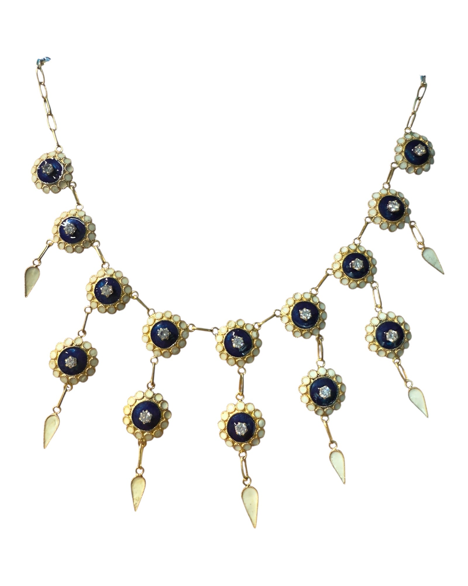Blue Enamel Necklace in Gold Plated Silver