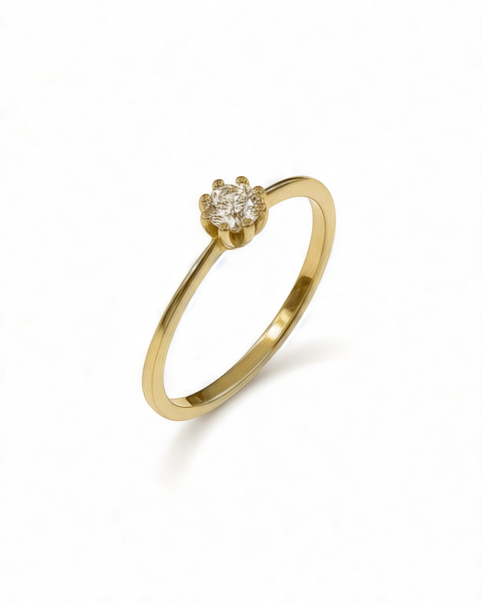 Anel de Noivado Solitário em Ouro amarelo e Diamante