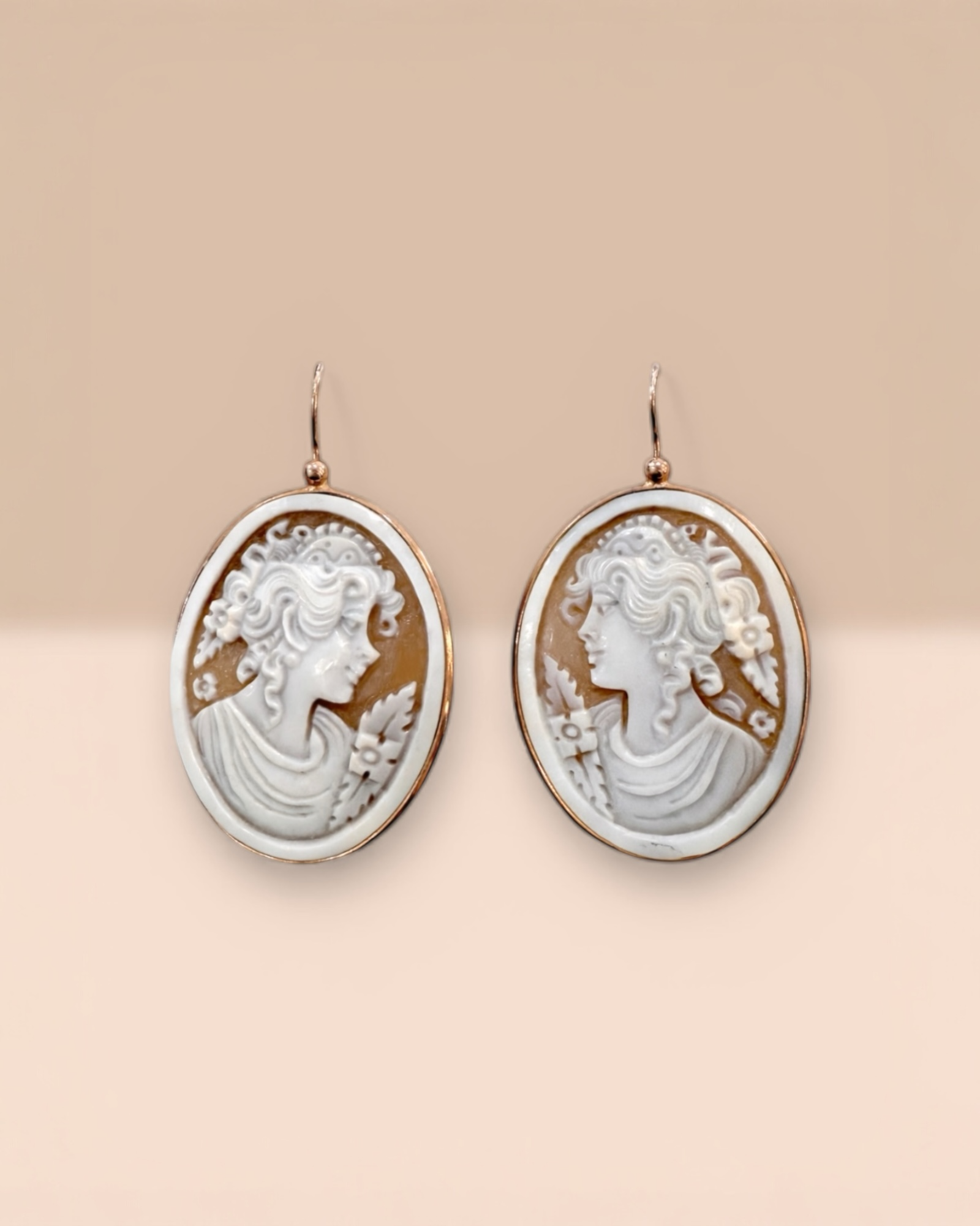 Brincos Camafeus em Prata Rosa