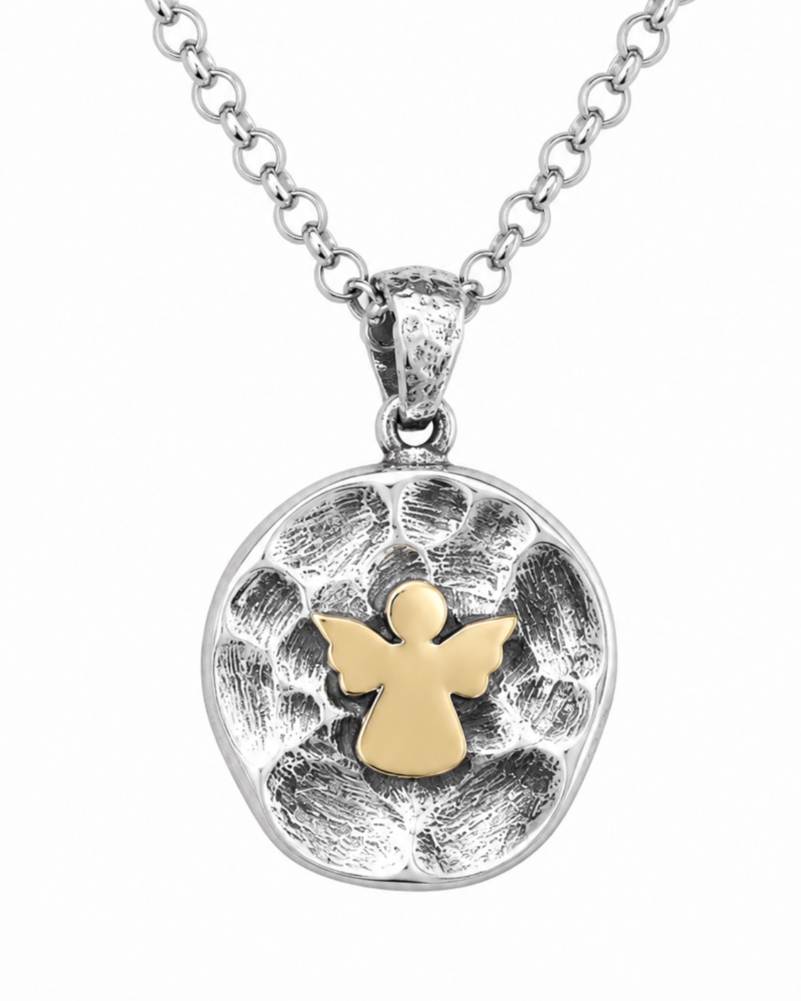Colar Anjo em Prata e Ouro